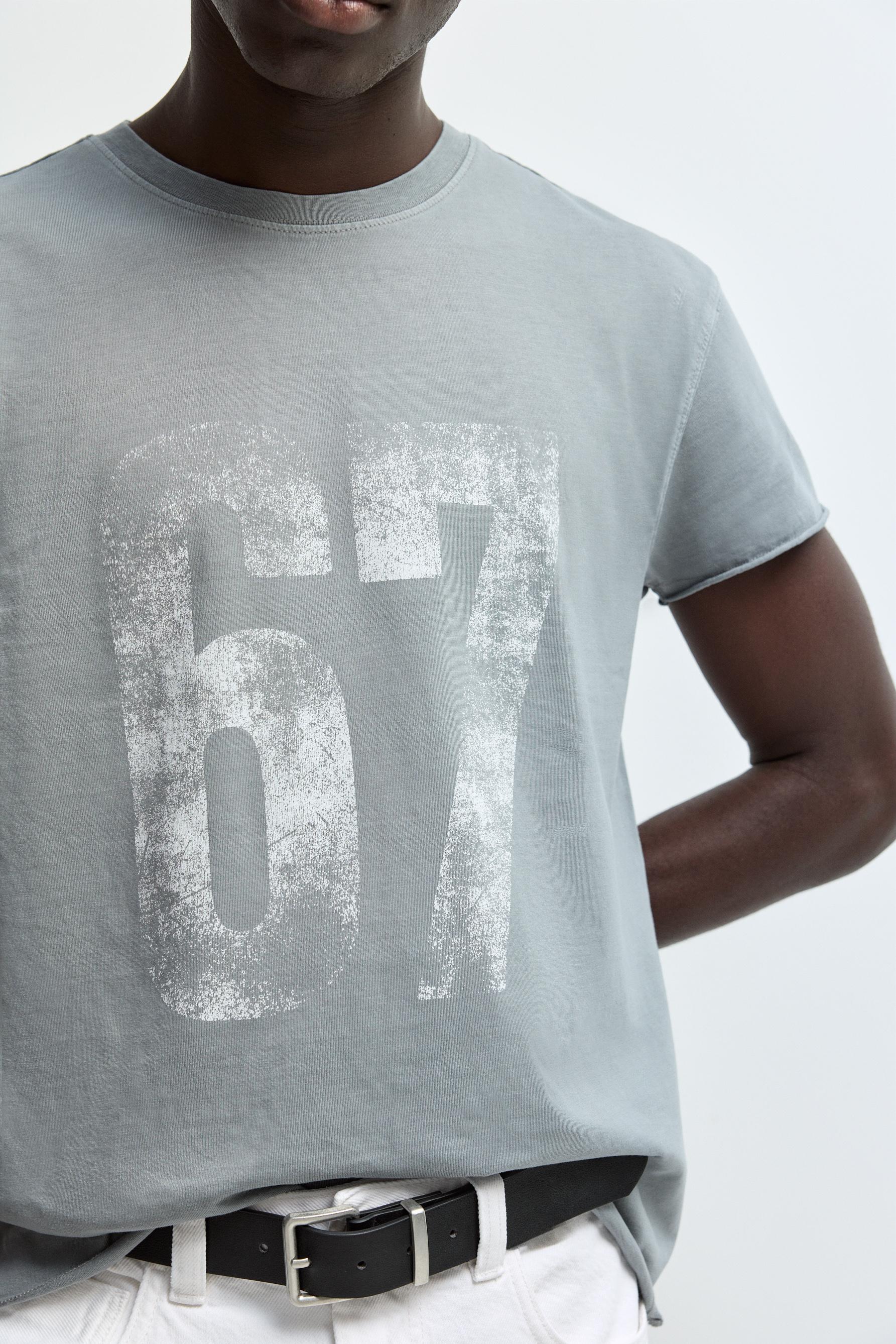 Faded effect printed T-shirt — GREY