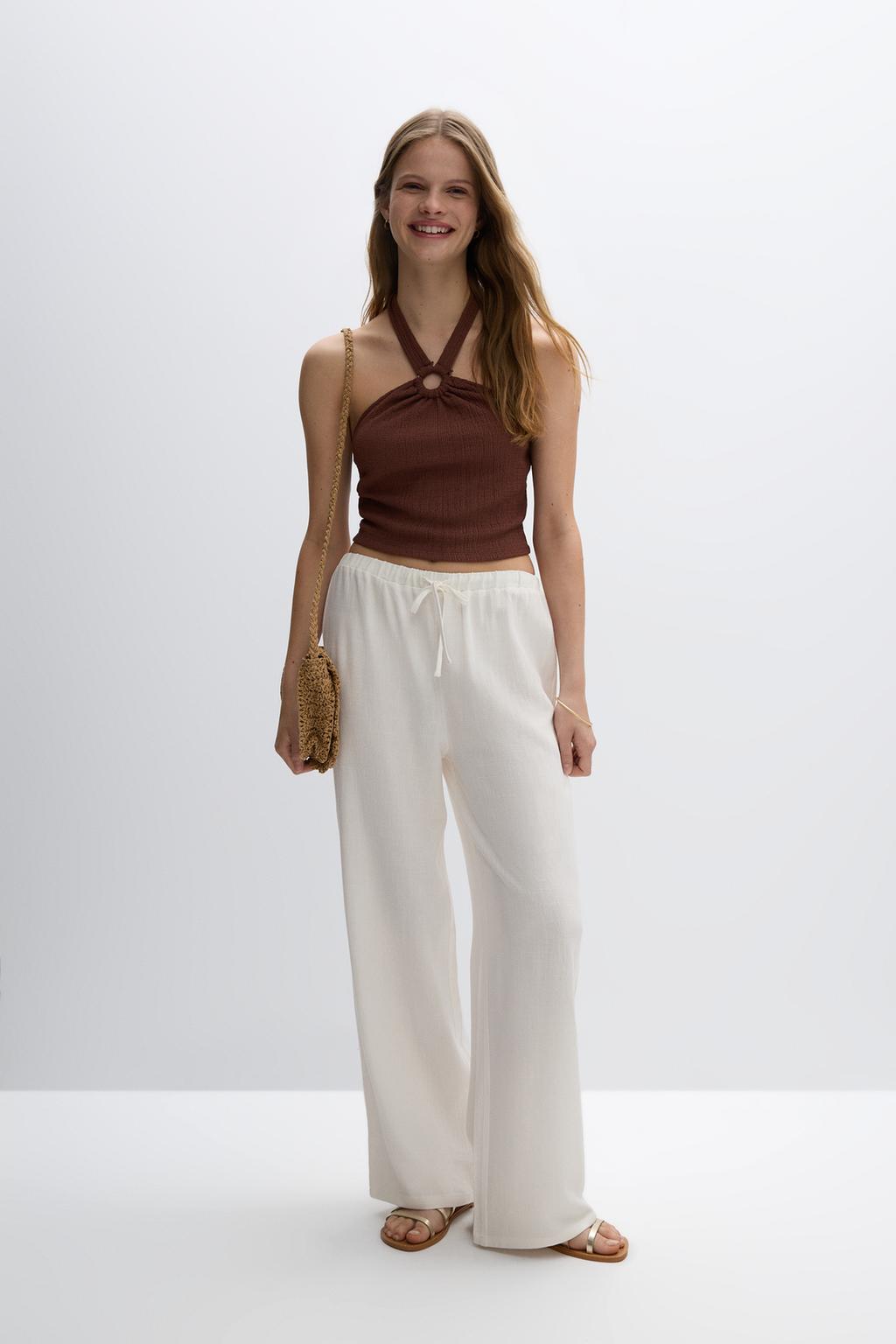 Pantaloni jogger misto lino