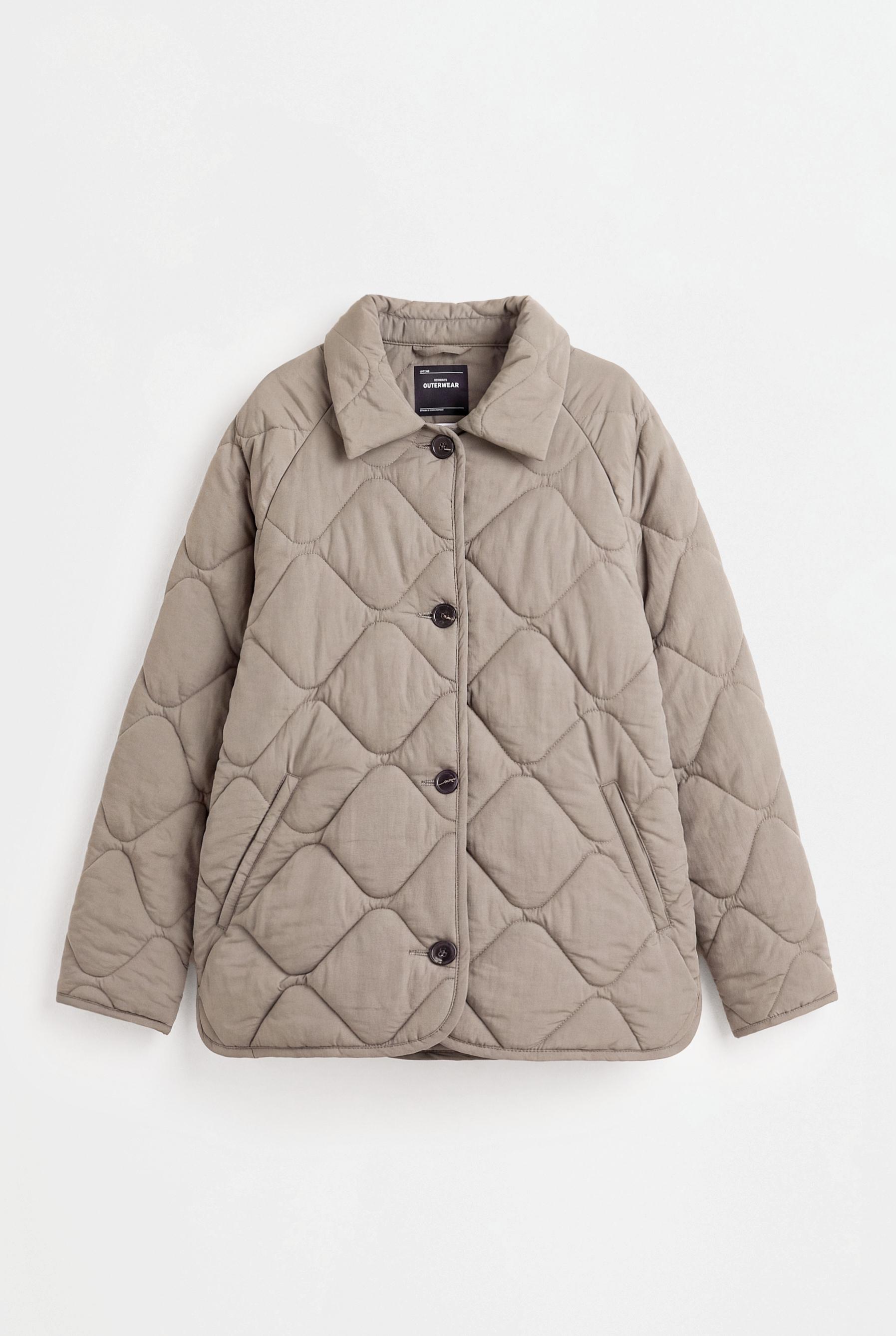 Quilted shirt collar jacket — PALE GREEN