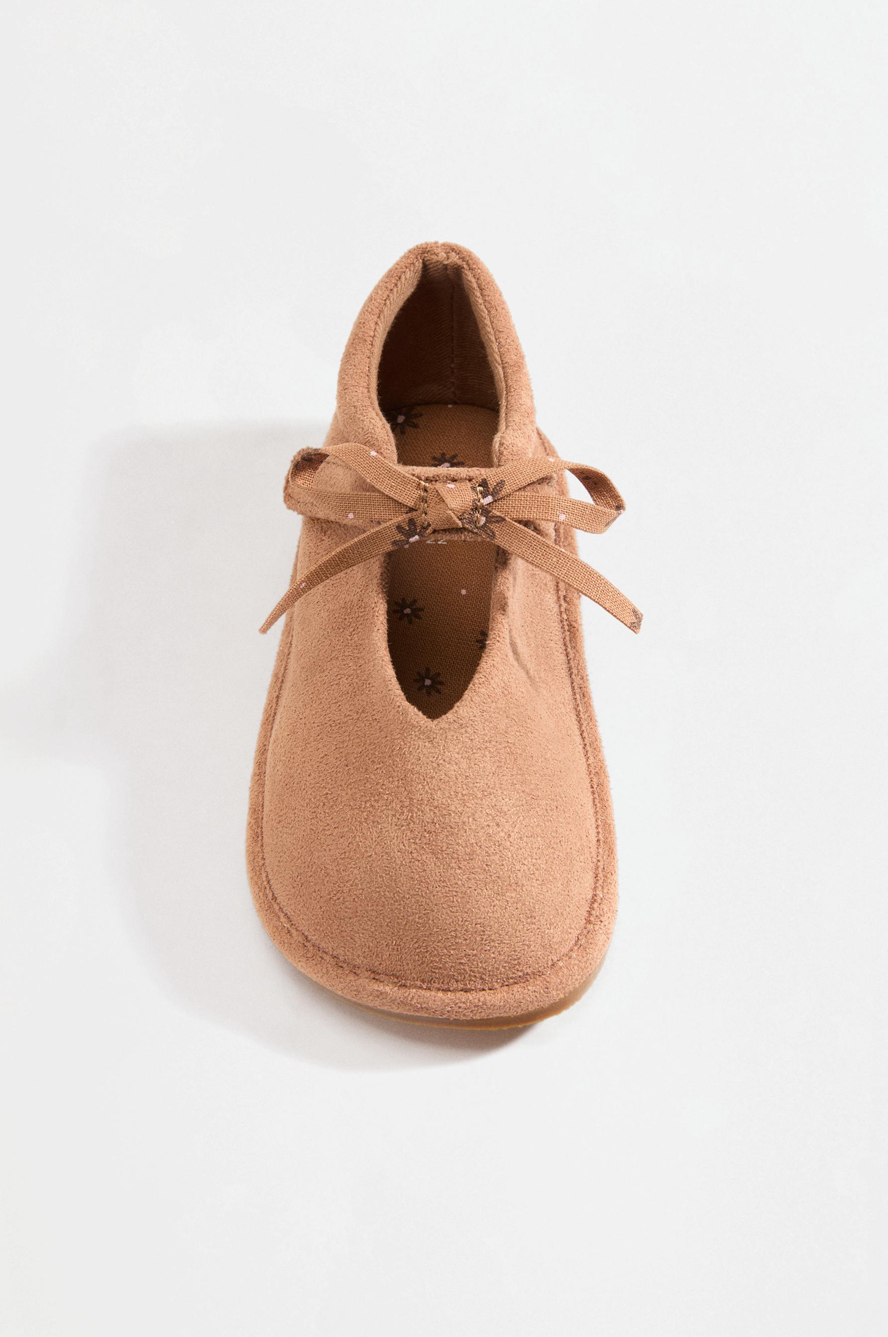 Barefoot ballet flats with bow detail — LEATHER