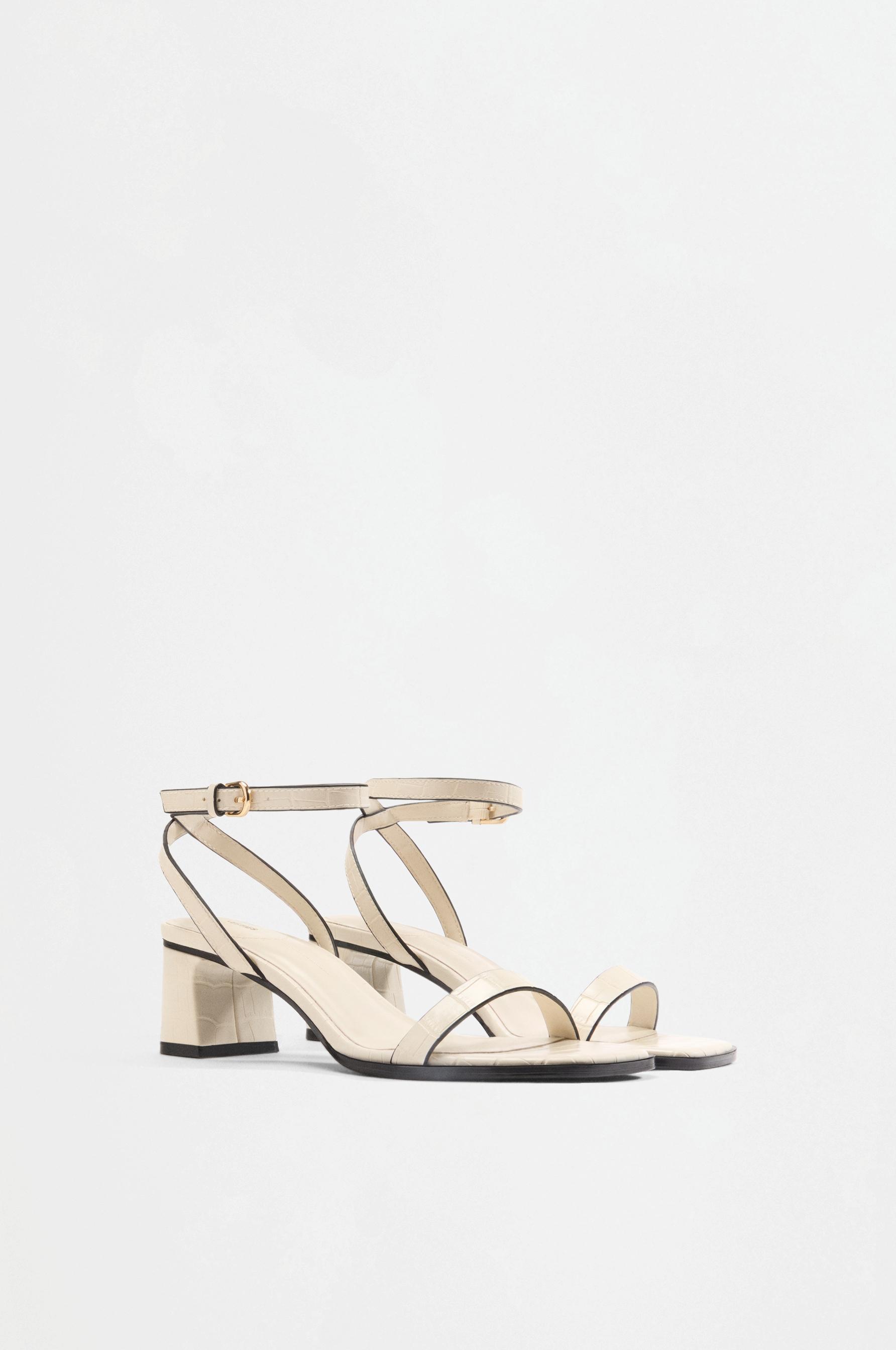 Crocodile-effect high-heeled sandals — WHITE