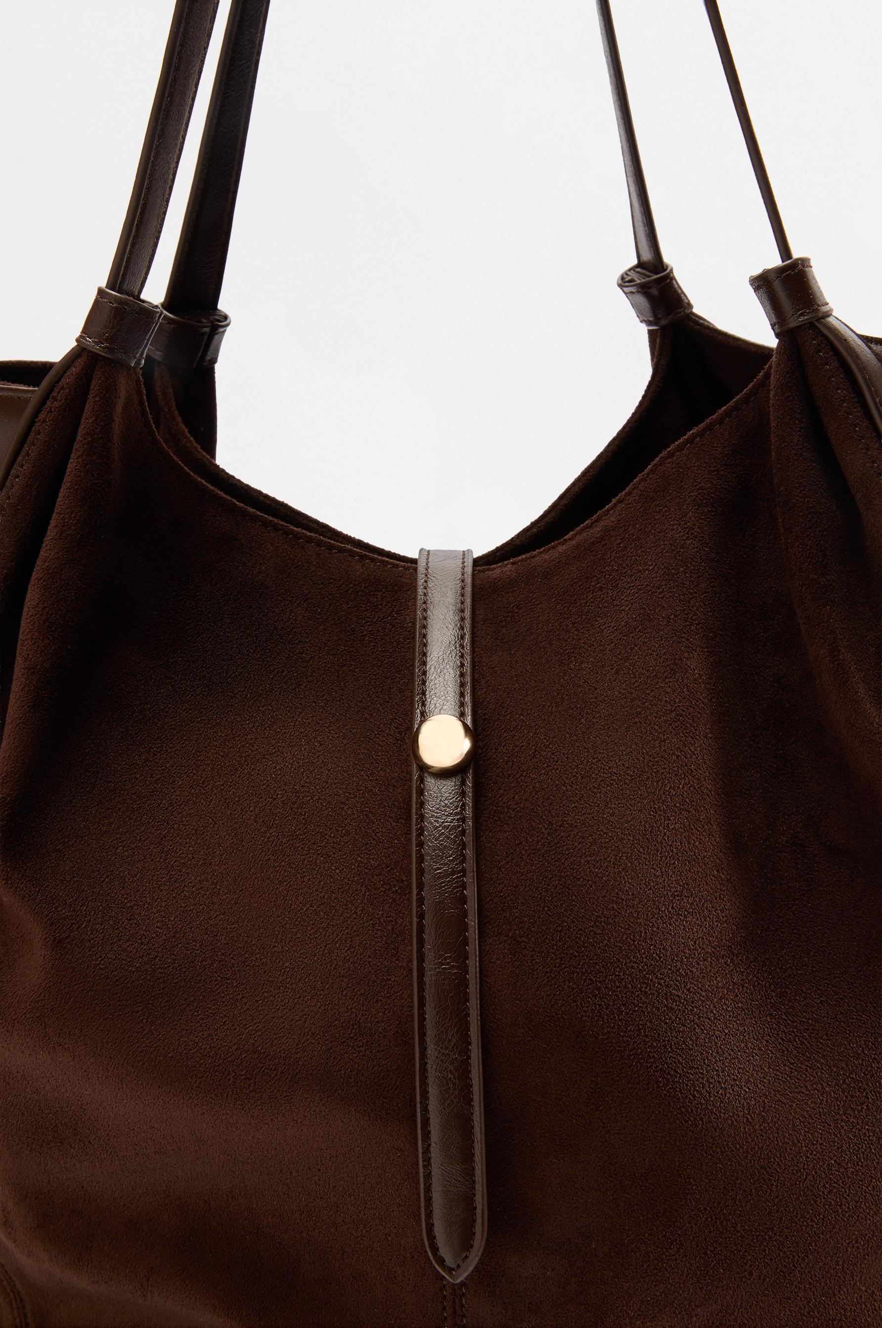 Faux suede patch shopper bag — BROWN