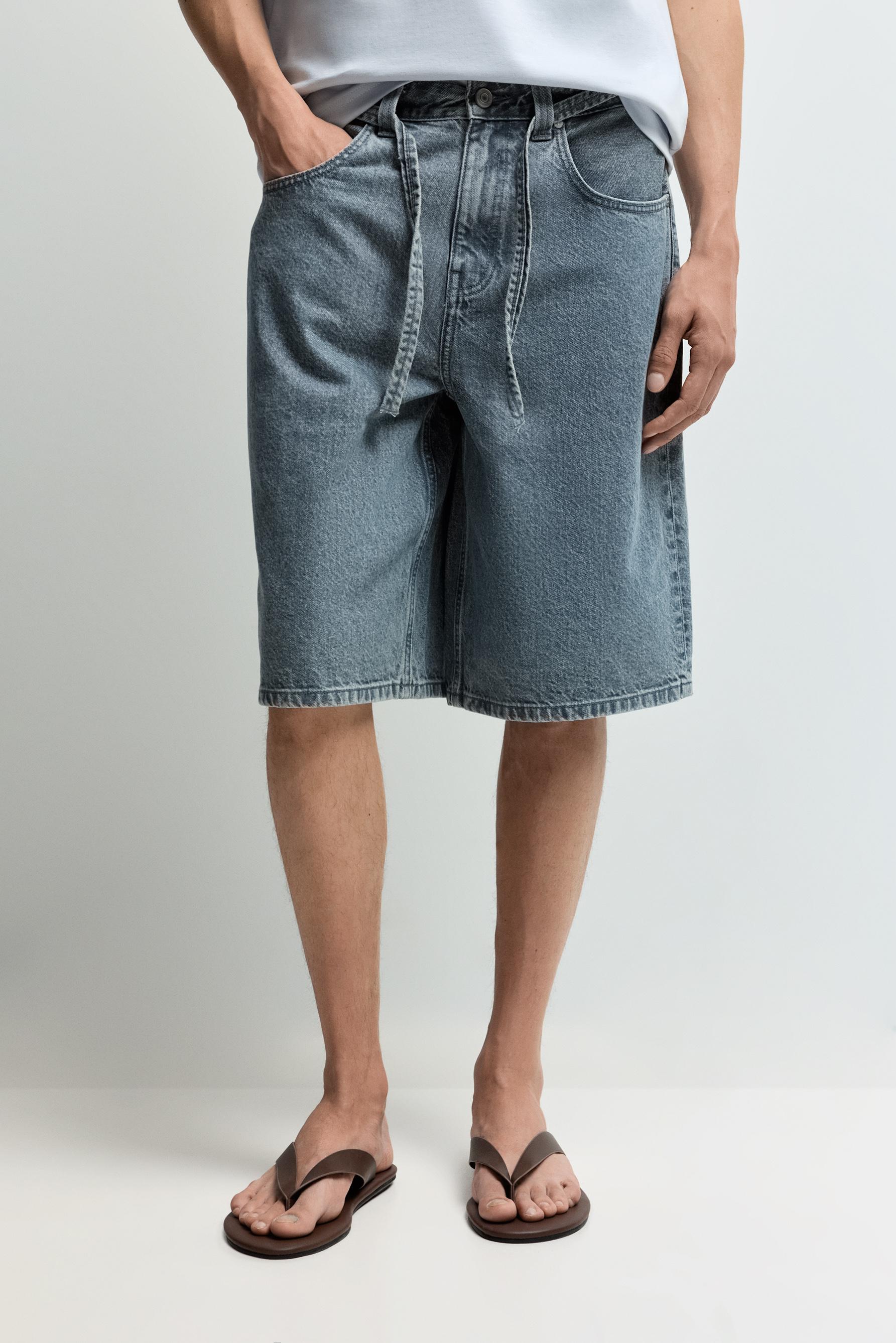 Baggy denim Bermuda shorts — PASTEL BLUE