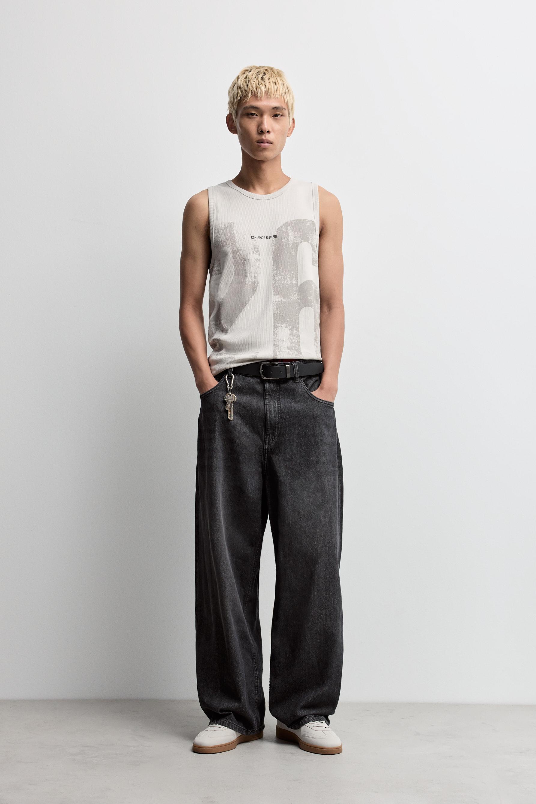Text print vest top — STEEL