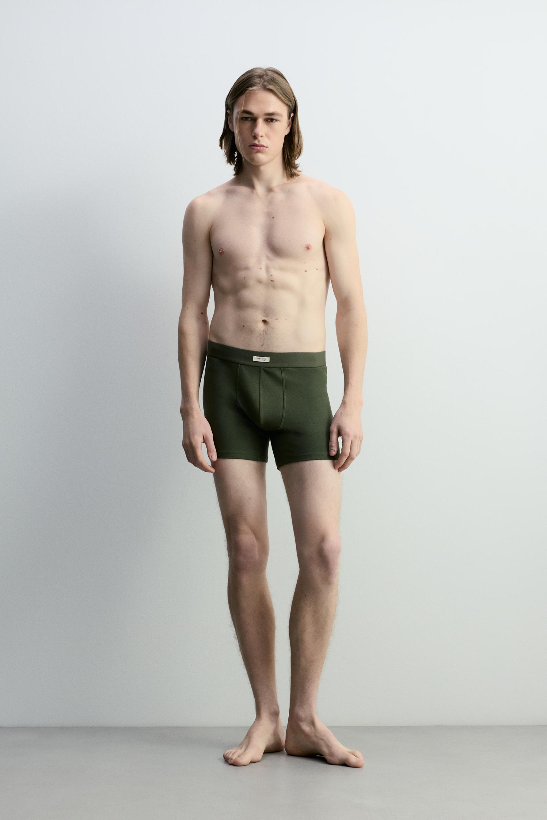 3-pack of long basic boxers — KHAKI