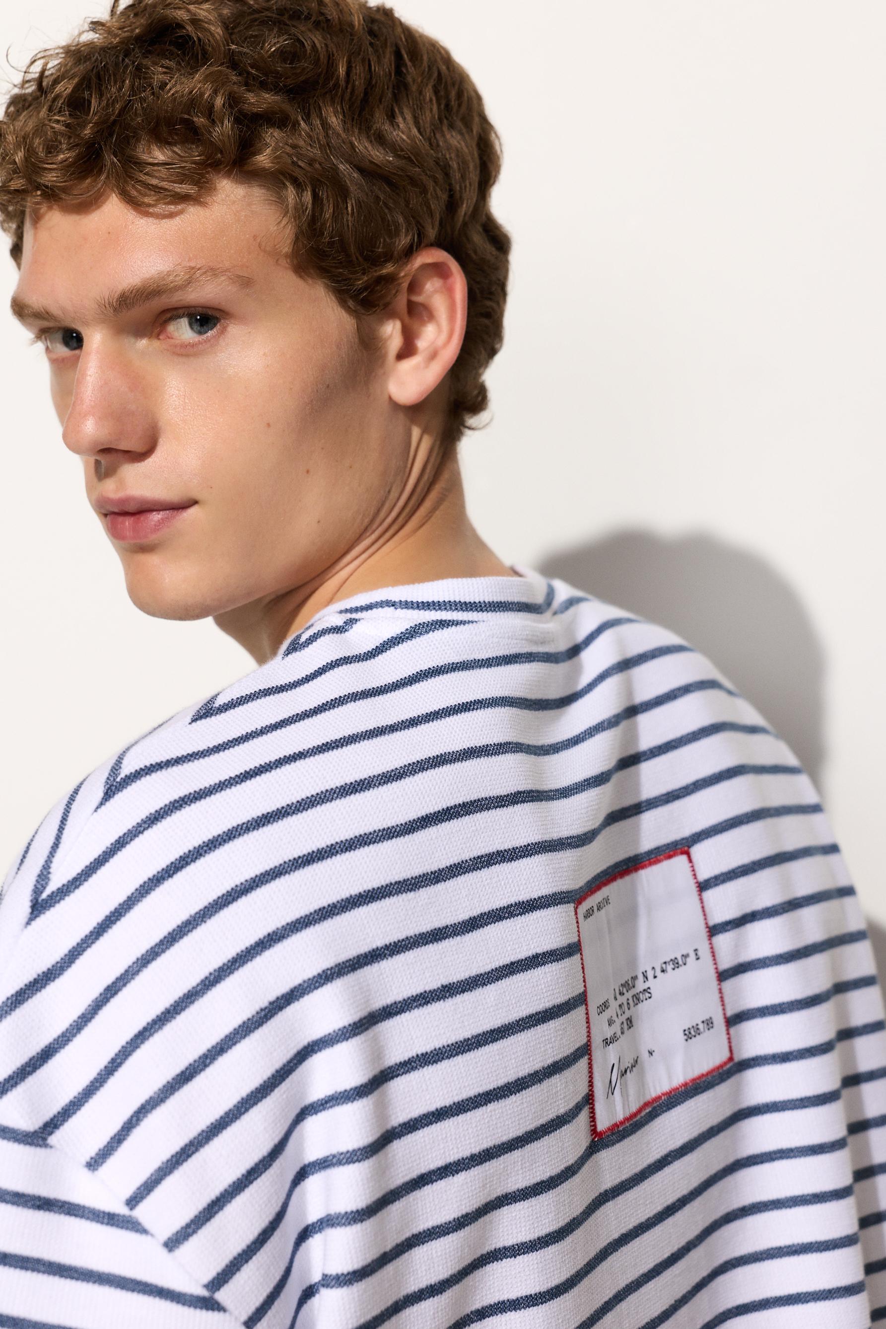 Striped label T-shirt — OFF WHITE