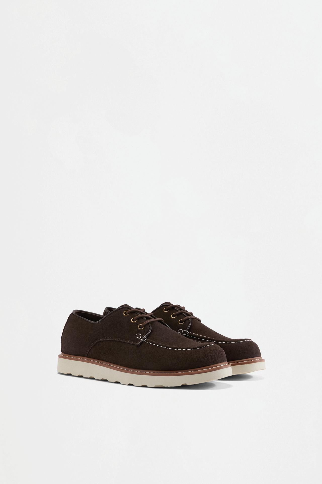 Leather blucher shoes — BROWN