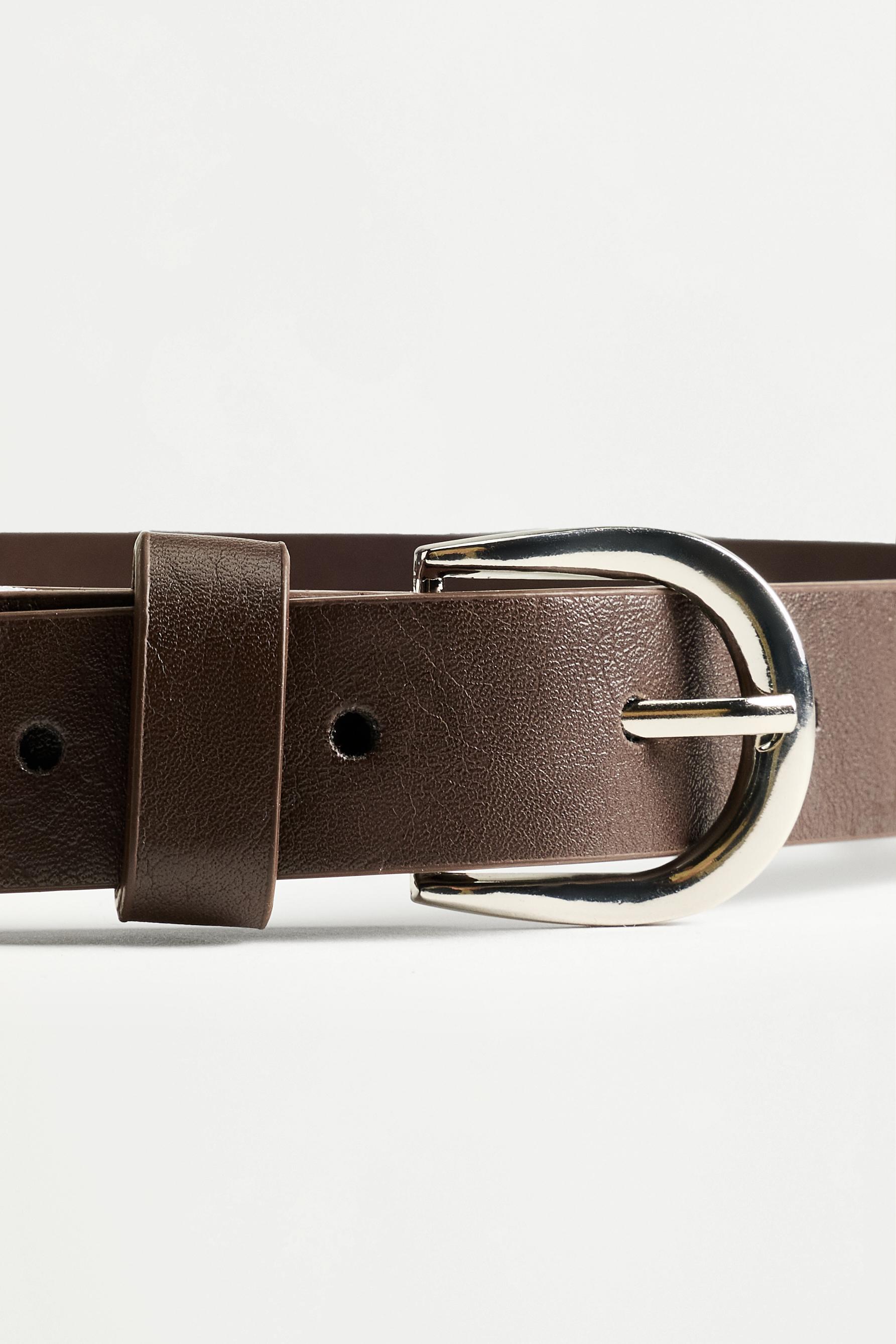 Textured leather effect belt — DARK BROWN
