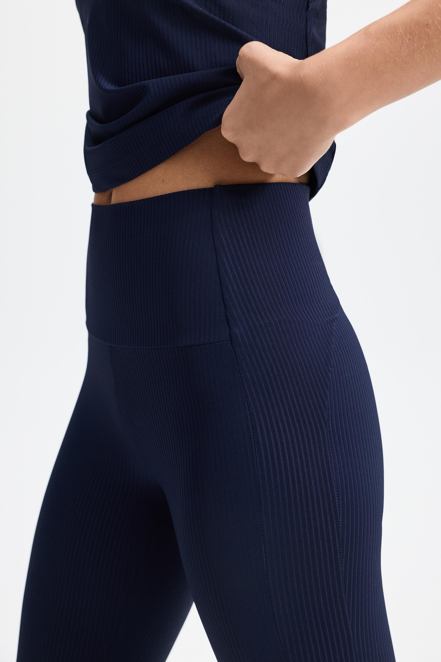 Ribbed sports leggings — DARK BLUE