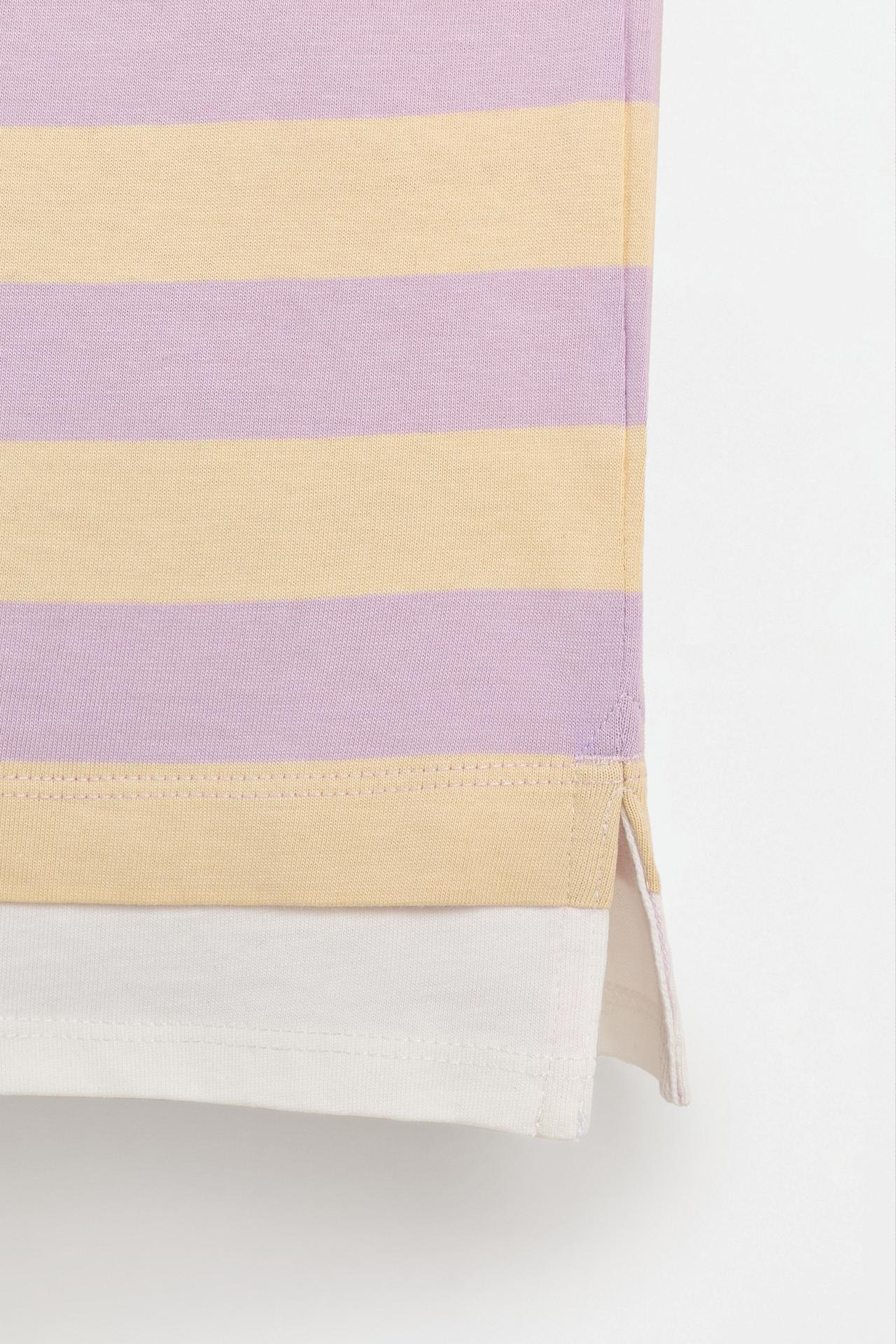 Striped T-shirt with textured text — VANILLA