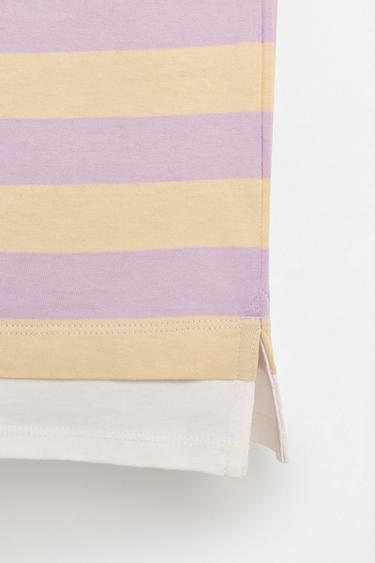 Striped T-shirt with textured text — VANILLA 3