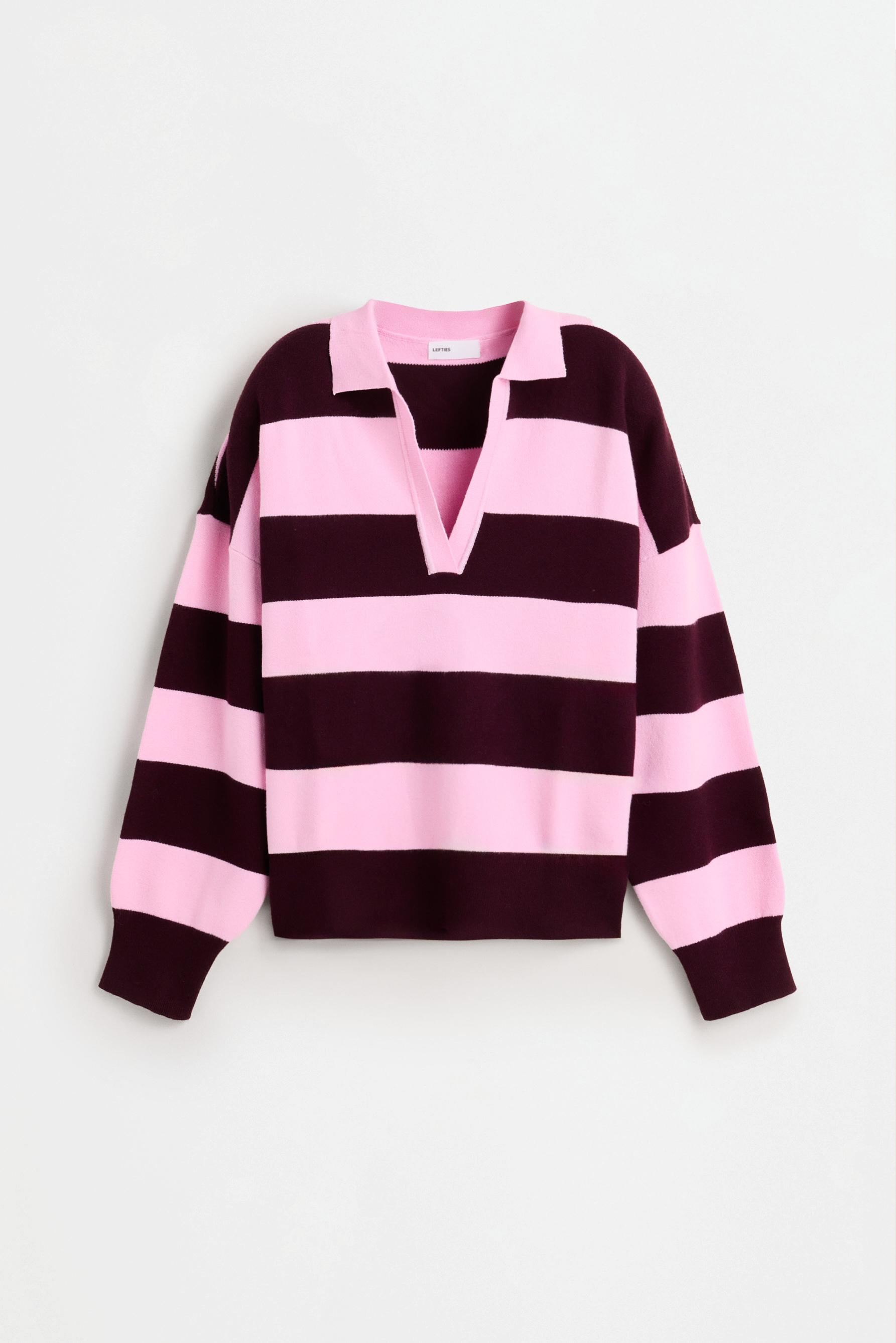 Polo collar sweater — BURGUNDY/ECRU