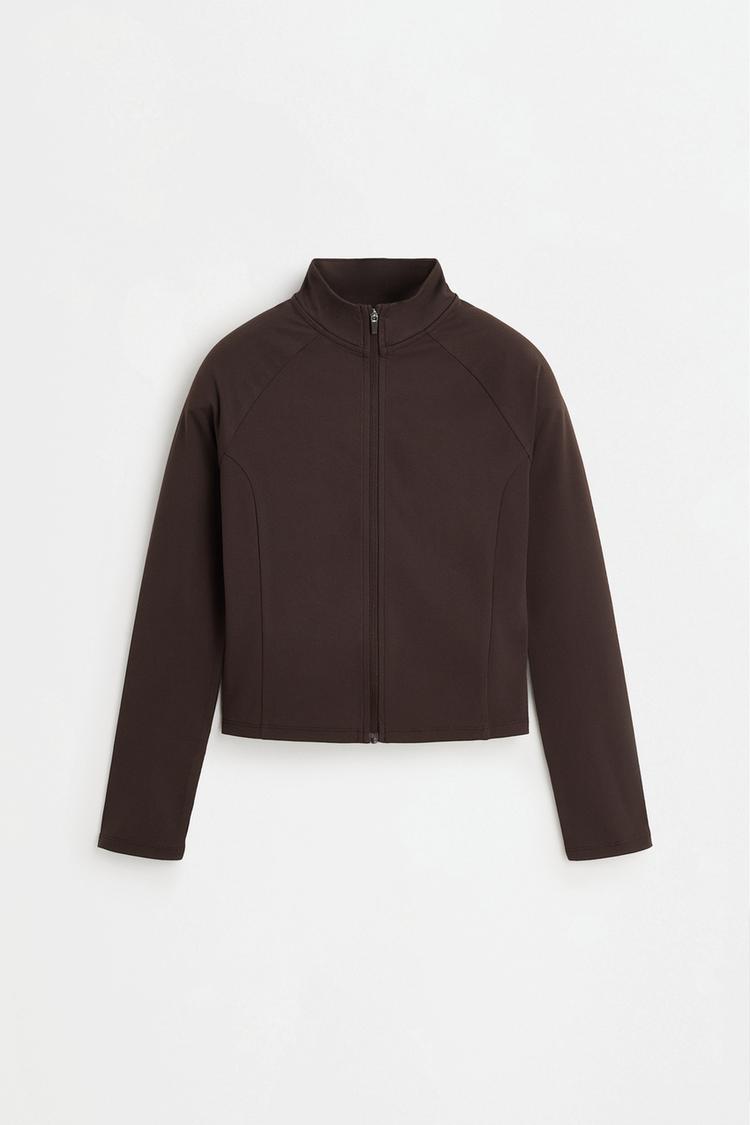 Zip-up sports jacket — CHOCOLATE