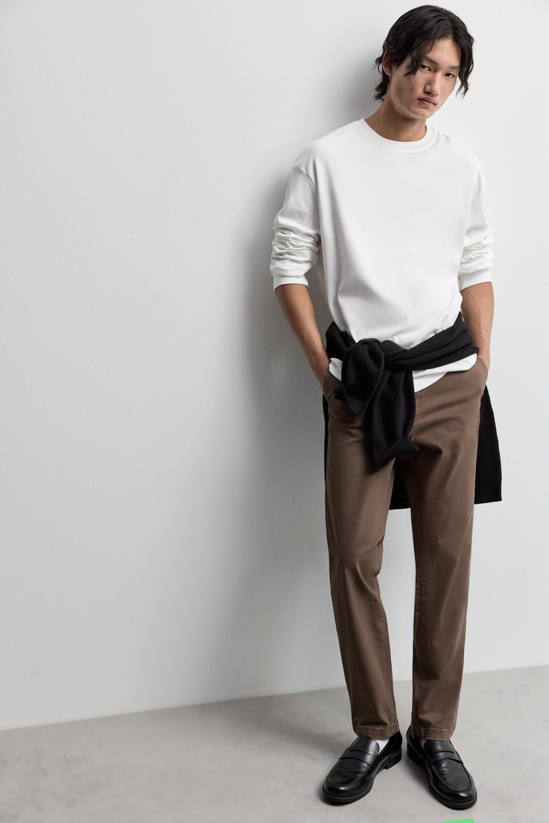 Skinny fit chino trousers — BROWN