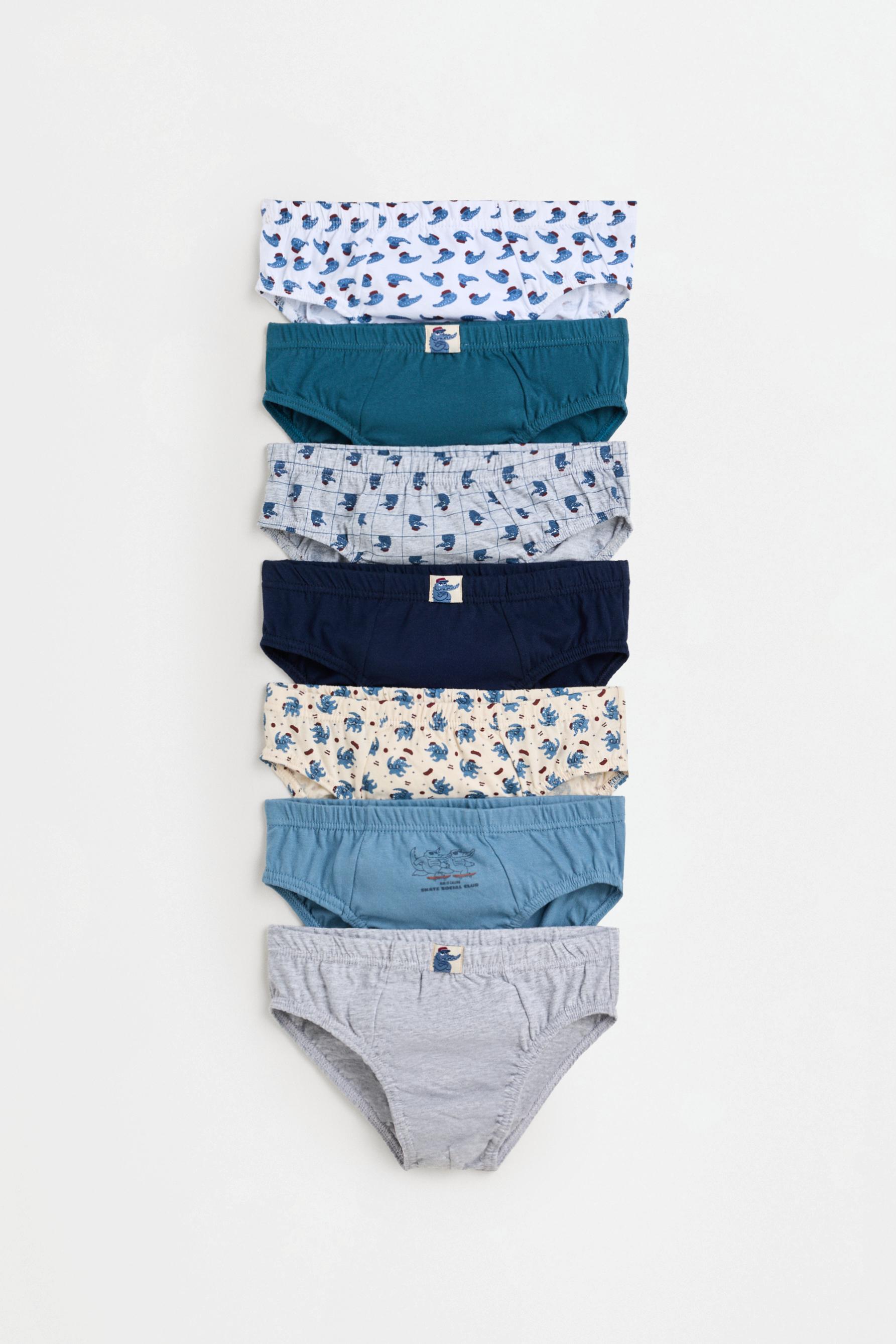 Printed briefs (7-pack) — BLUE/WHITE