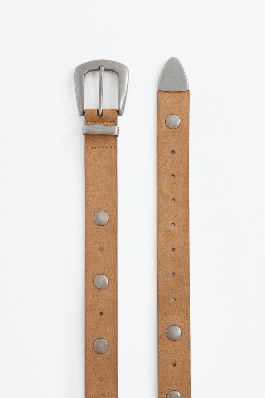 Studded faux suede belt