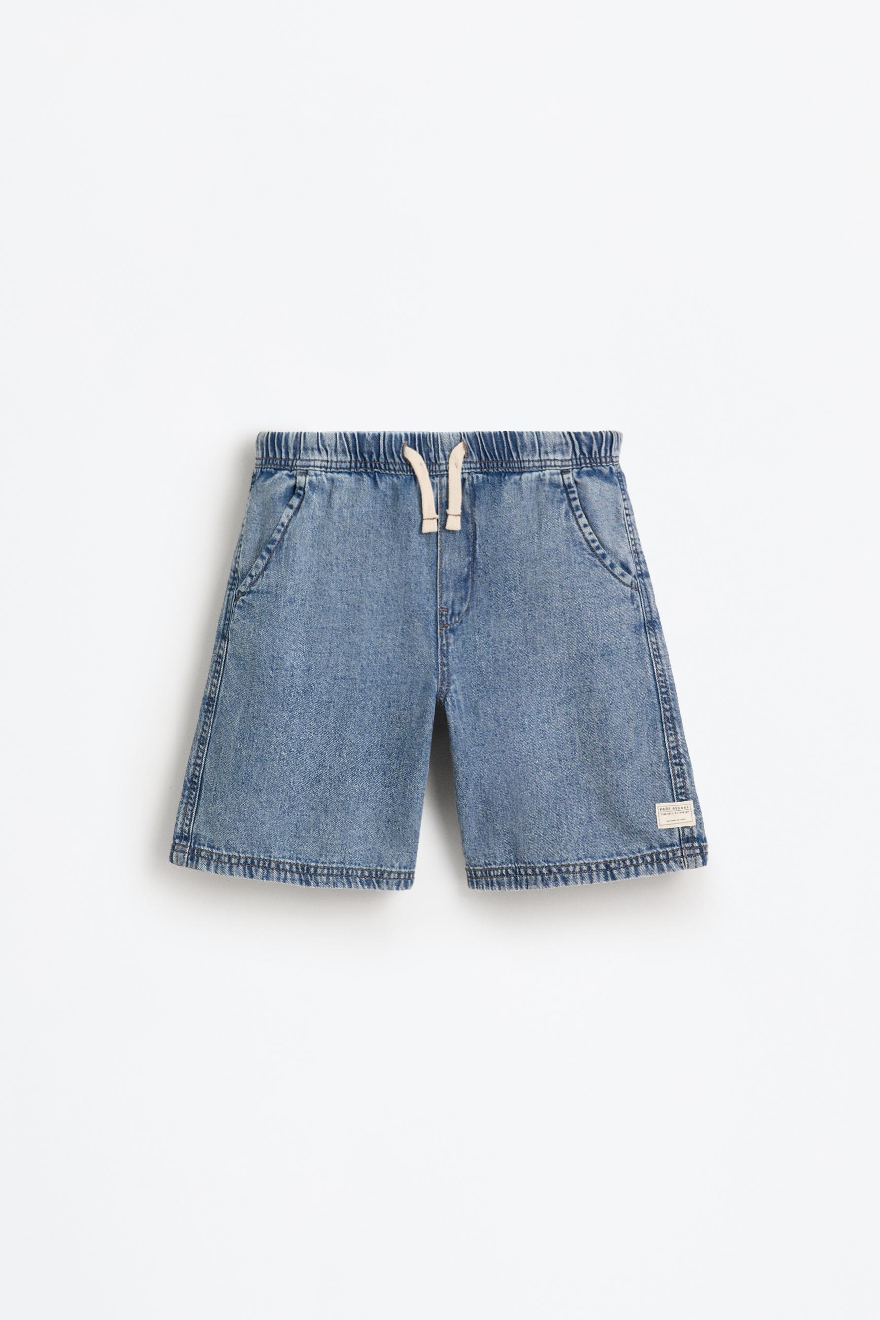 Denim jogger Bermuda shorts — INDIGO