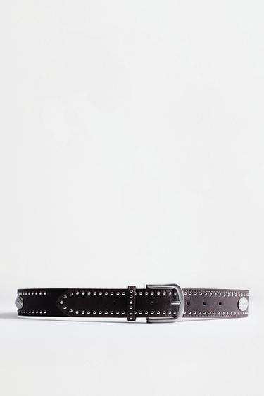 Wide stud and plaque belt — BROWN TONES 2