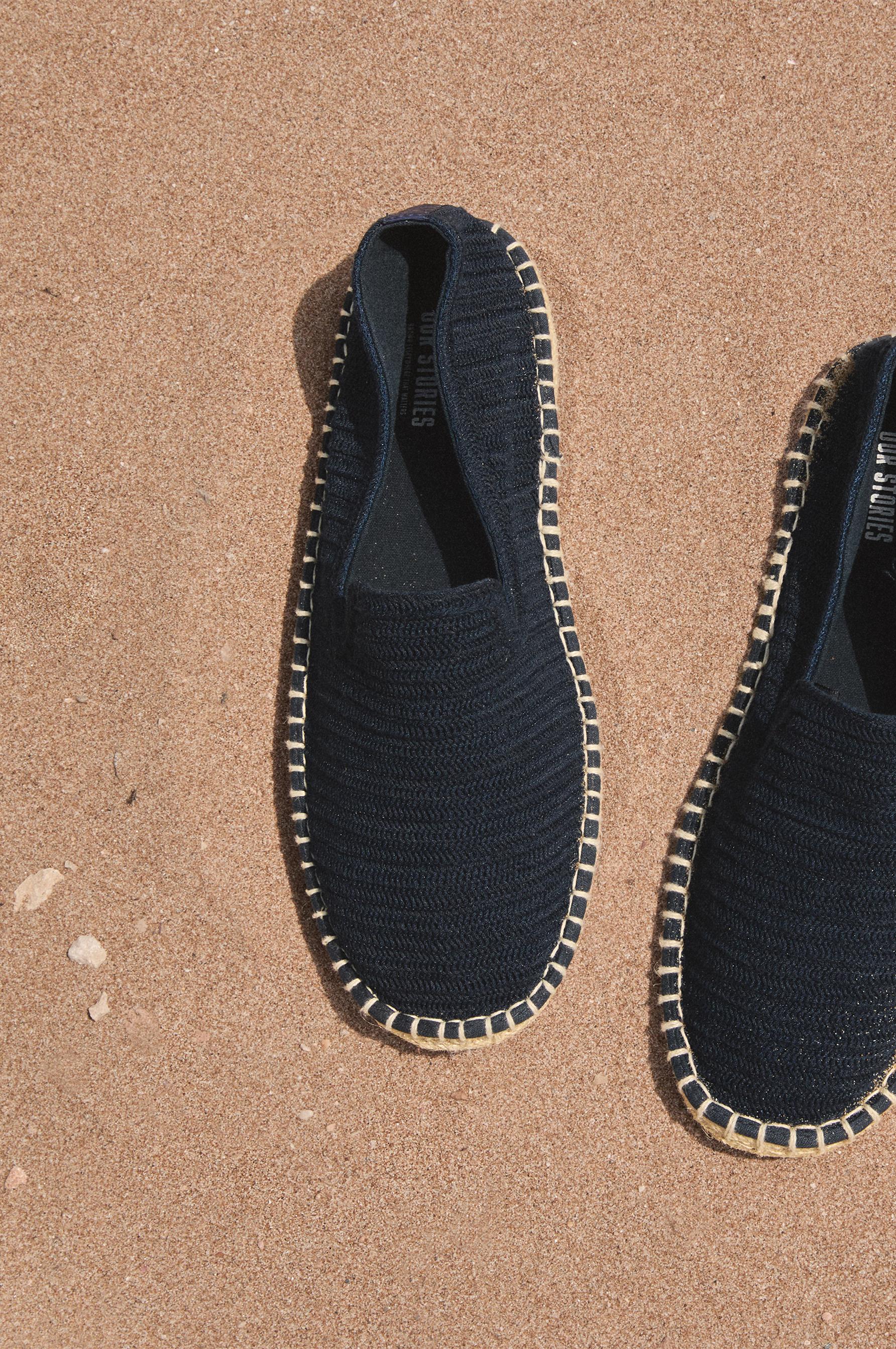 Crochet jute effect espadrilles — NAVY BLUE
