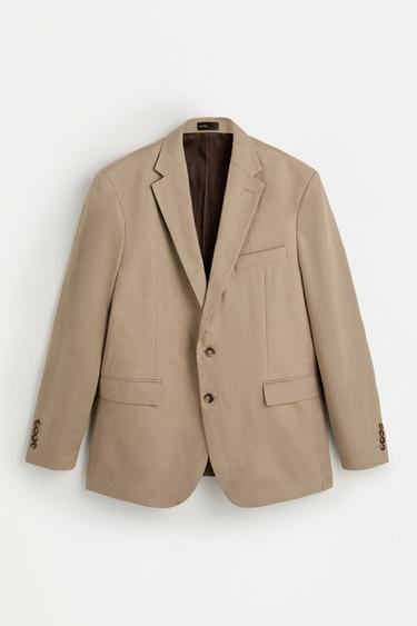 100% linen suit blazer — BROWN 6