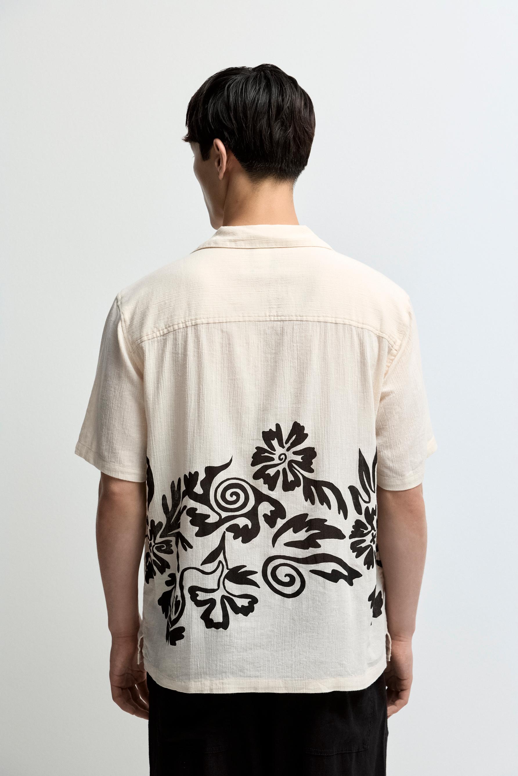 Textured print shirt — ECRU