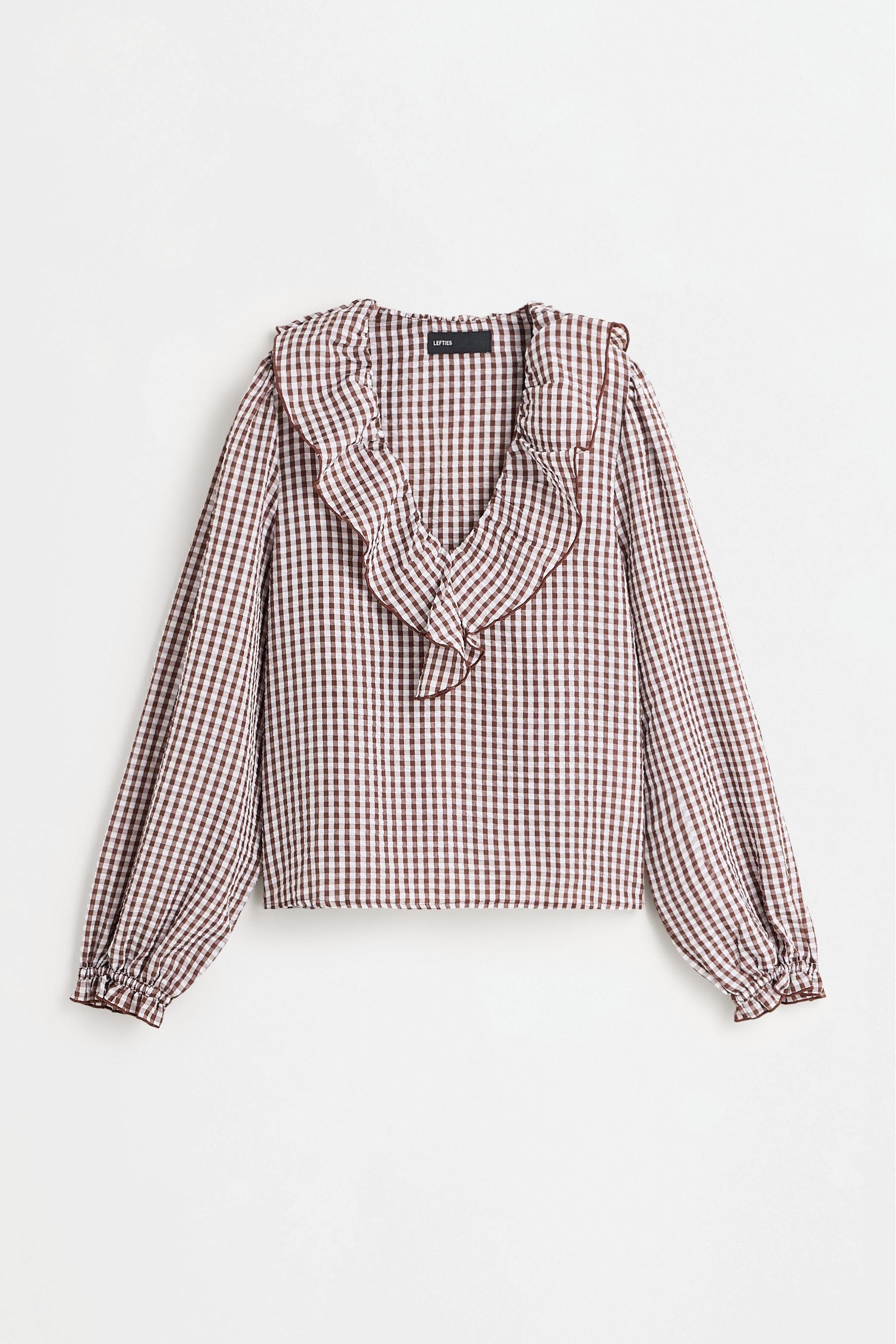 Gingham blouse — BROWN/WHITE
