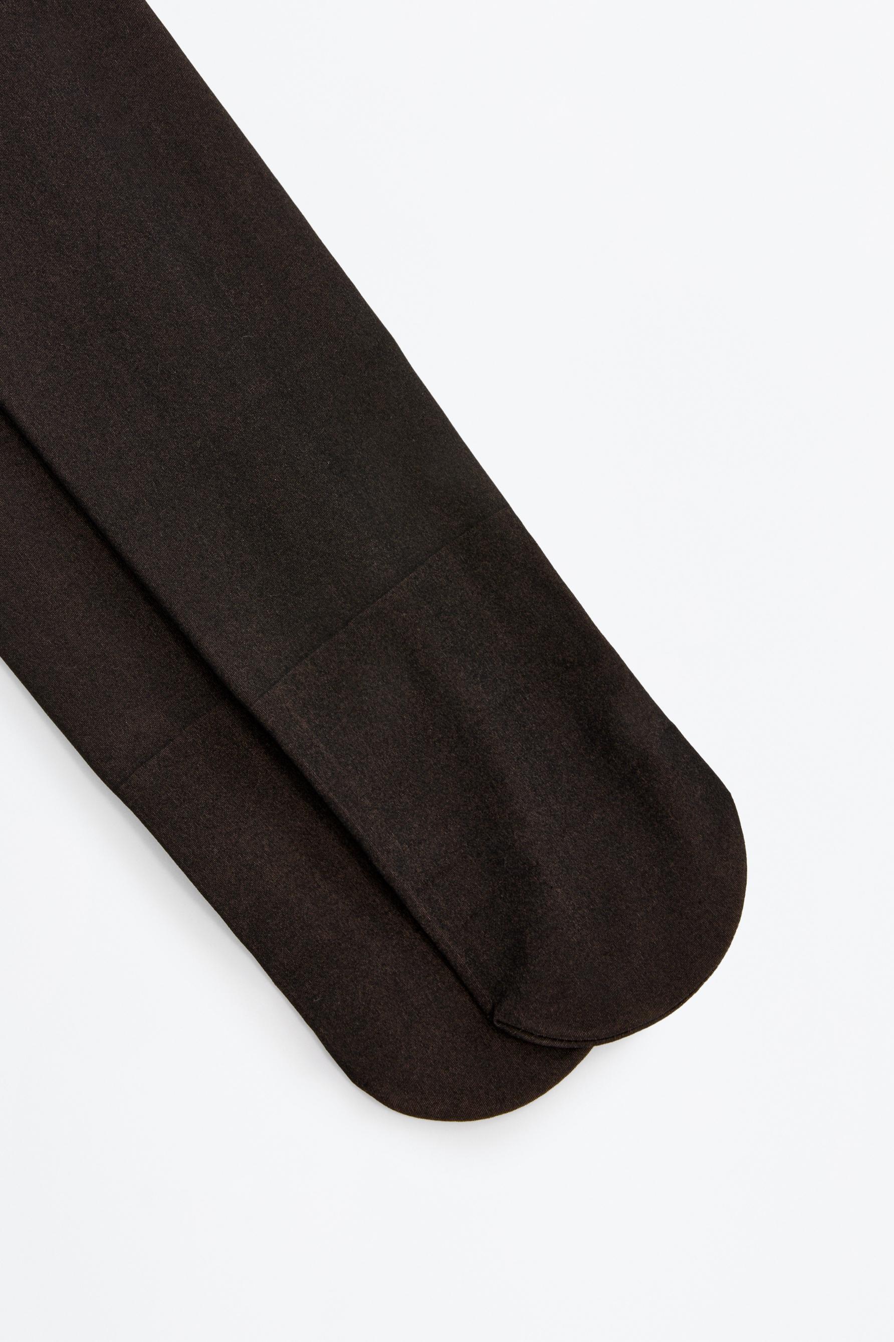 Leather effect fleece tights 200 den — BLACK