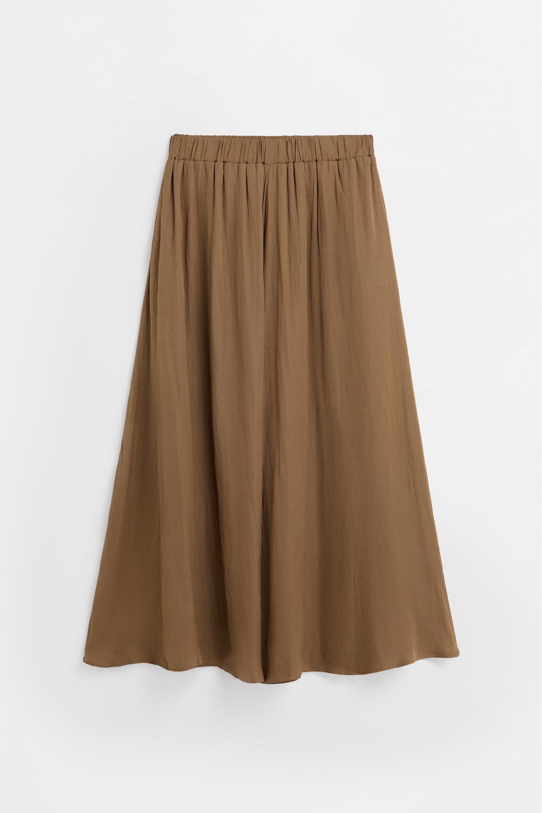 Textured satin midi skirt — KHAKI