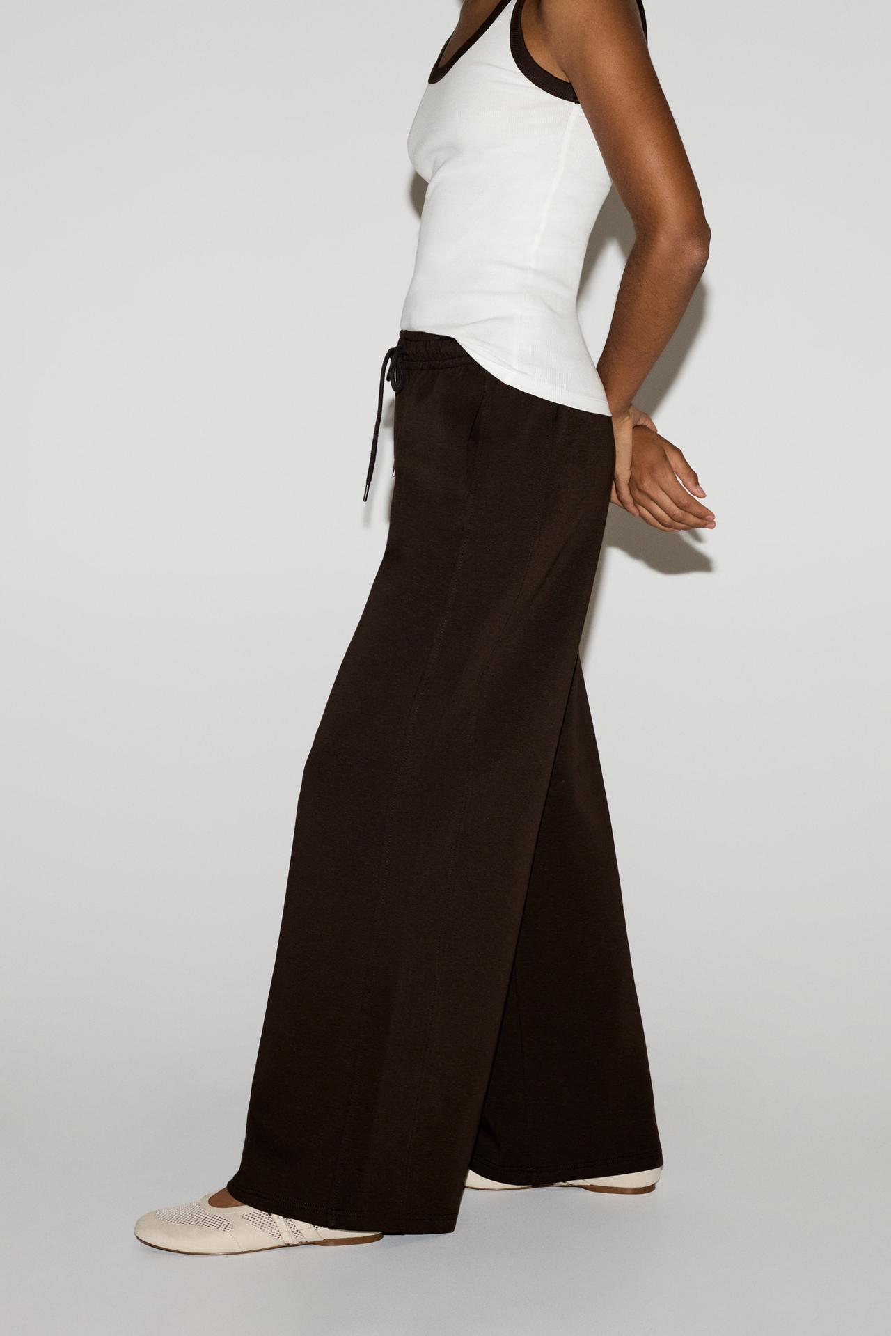 Basic wide-leg tracksuit trousers — CHOCOLATE