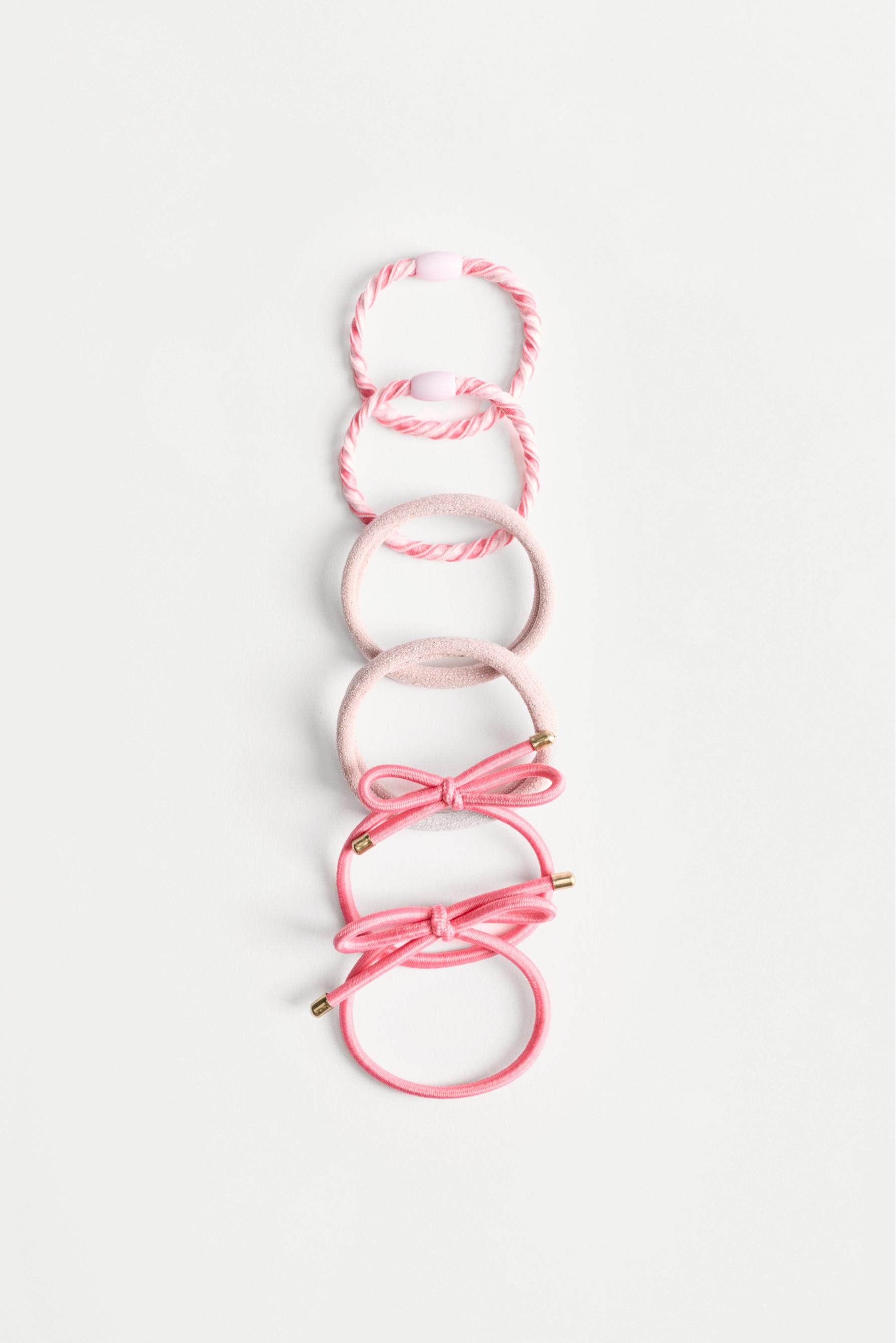 Mixed scrunchies and clips set (8 pack) — PINK
