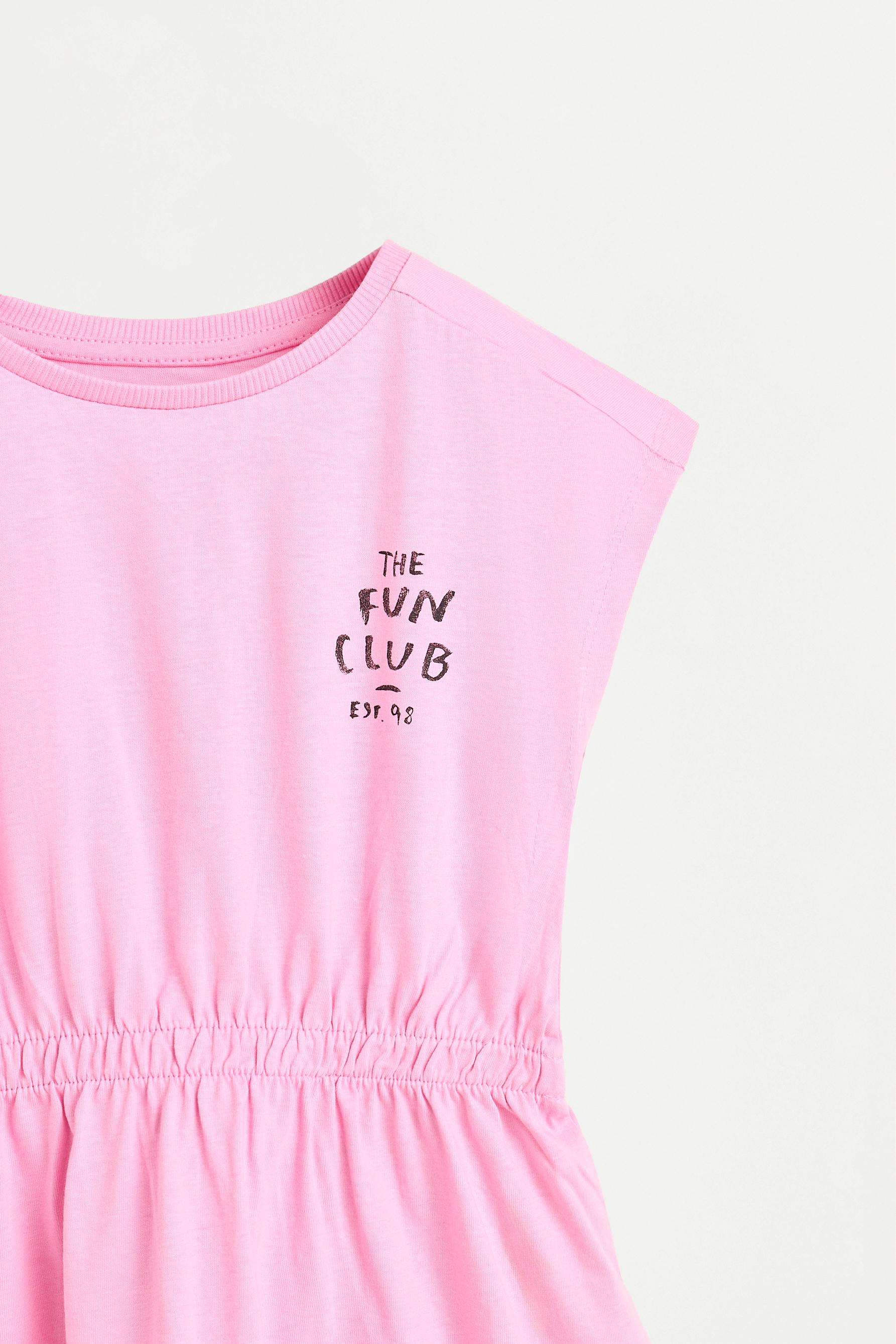 Dress with elasticated waist — FUCHSIA