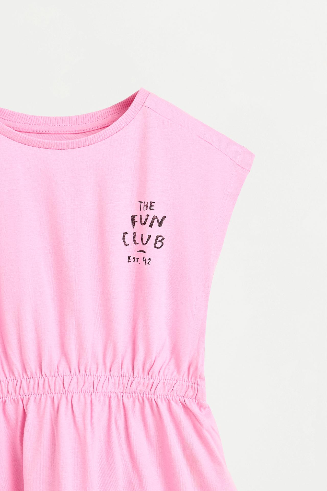 Dress with elasticated waist — FUCHSIA
