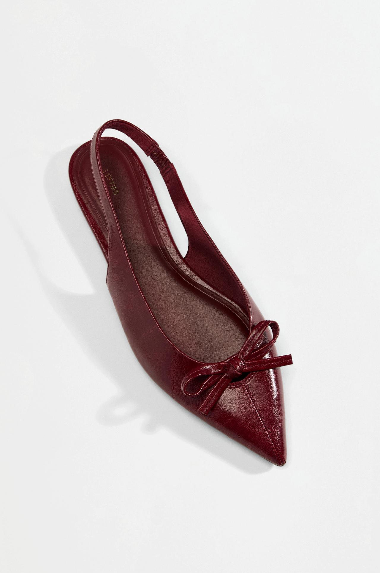 Backless bow ballet flats — RED