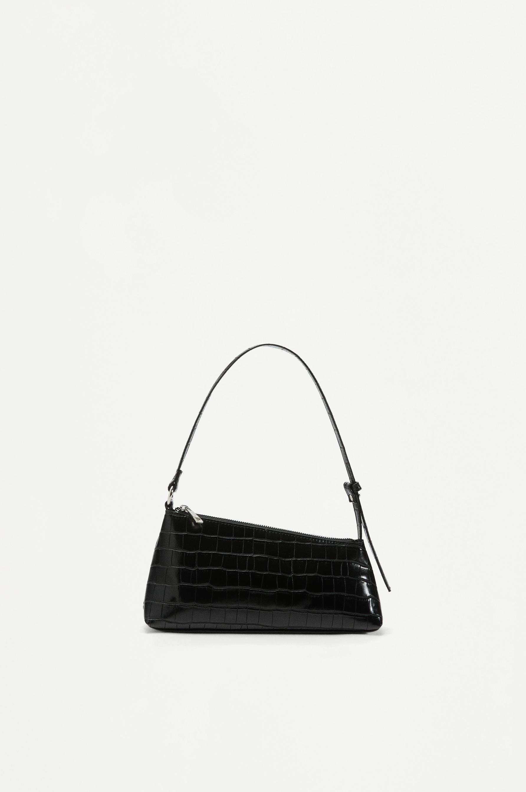 Crocodile-effect shoulder bag — BLACK