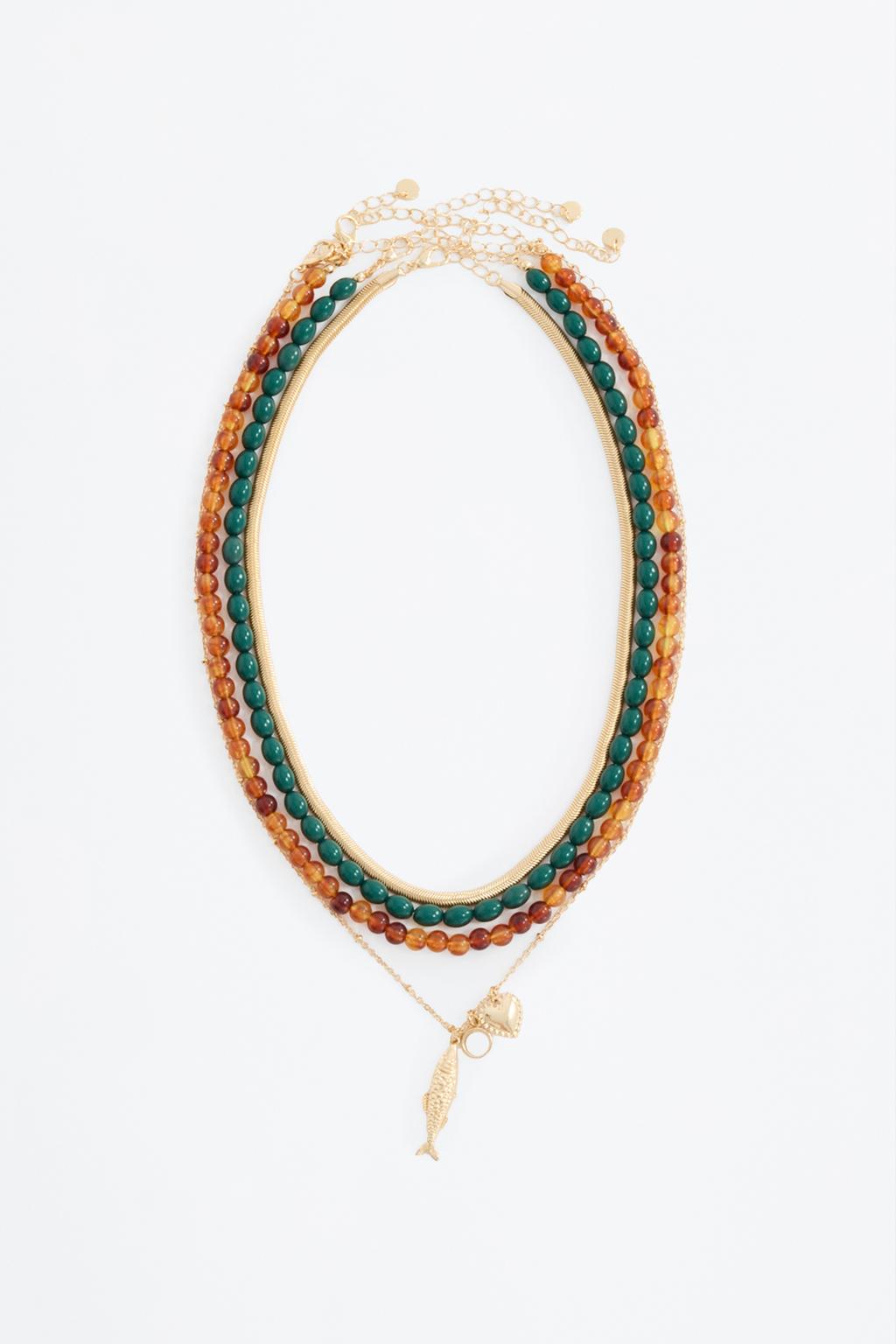 Contrast multi-strand necklace