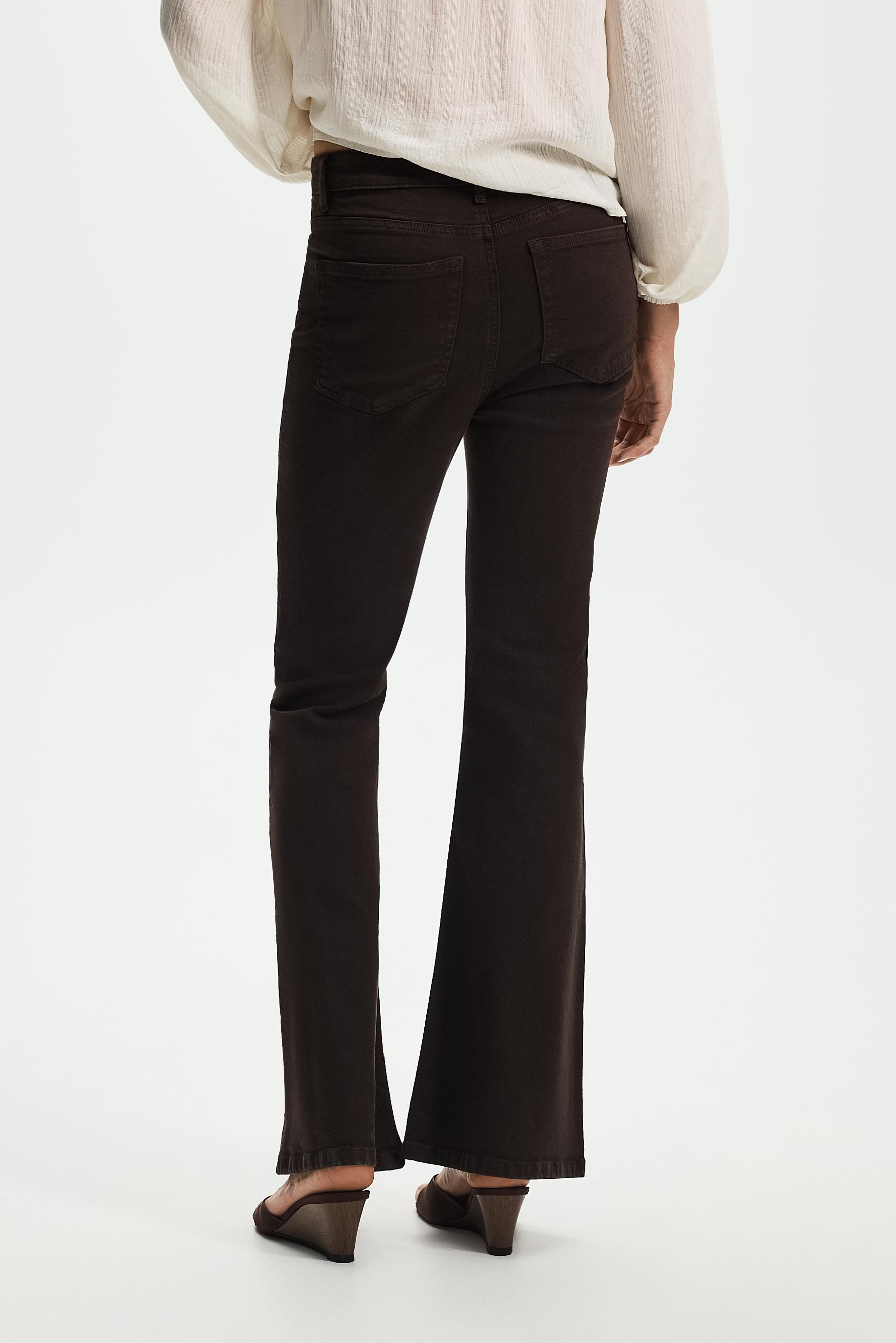 High-waist basic bell bottom jeans — BROWN