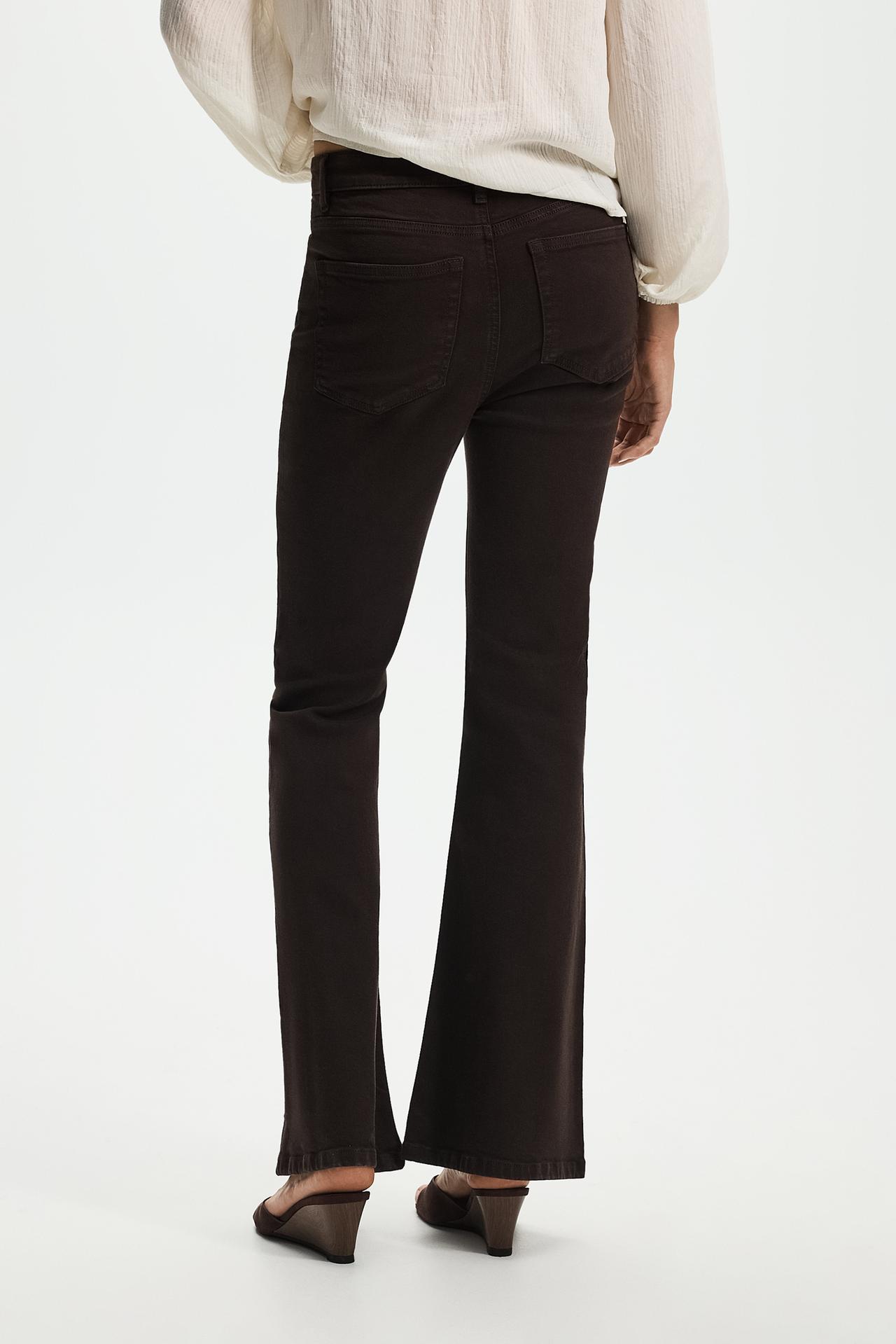 High-waist basic bell bottom jeans — BROWN