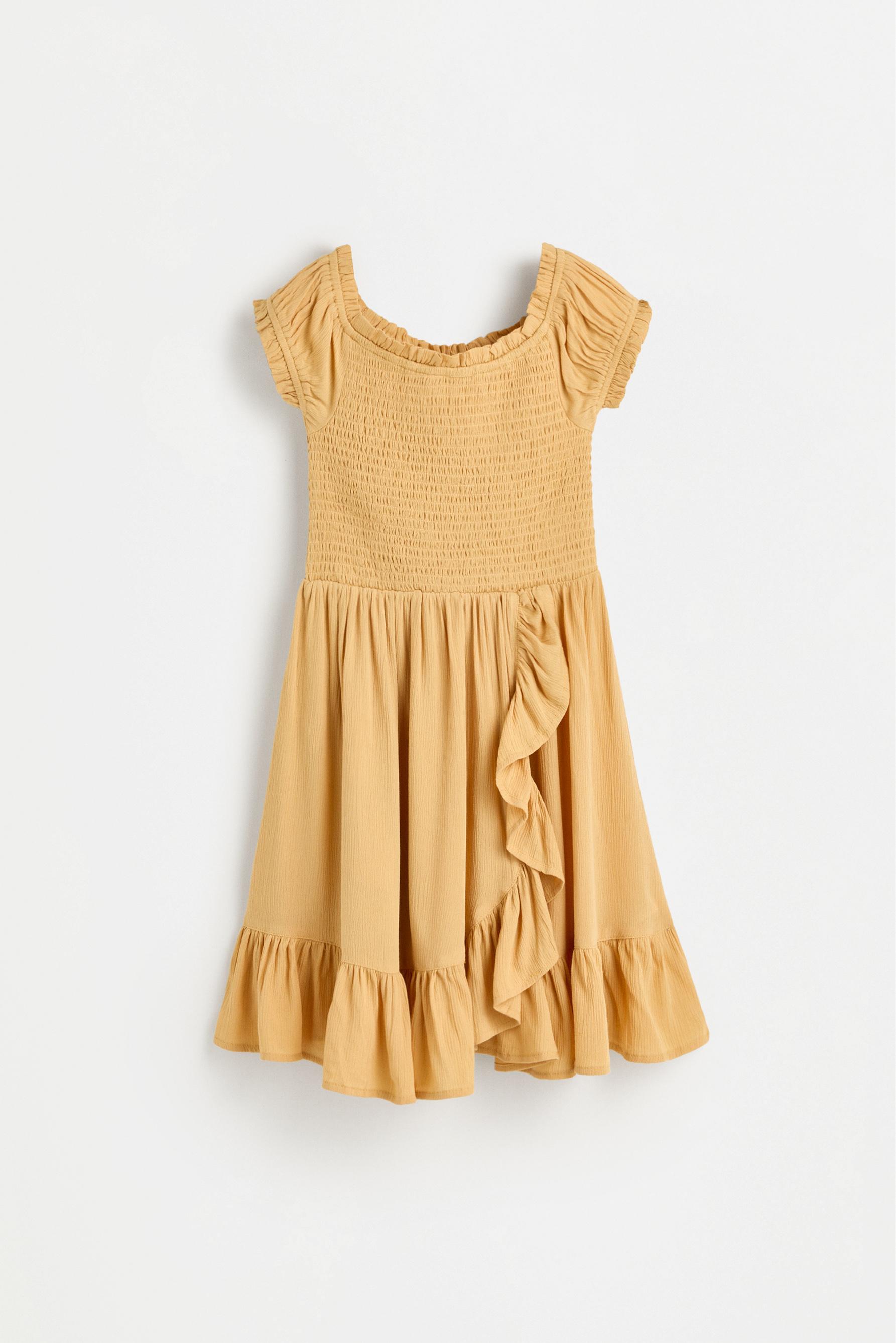 Smocked short dress — YELLOW
