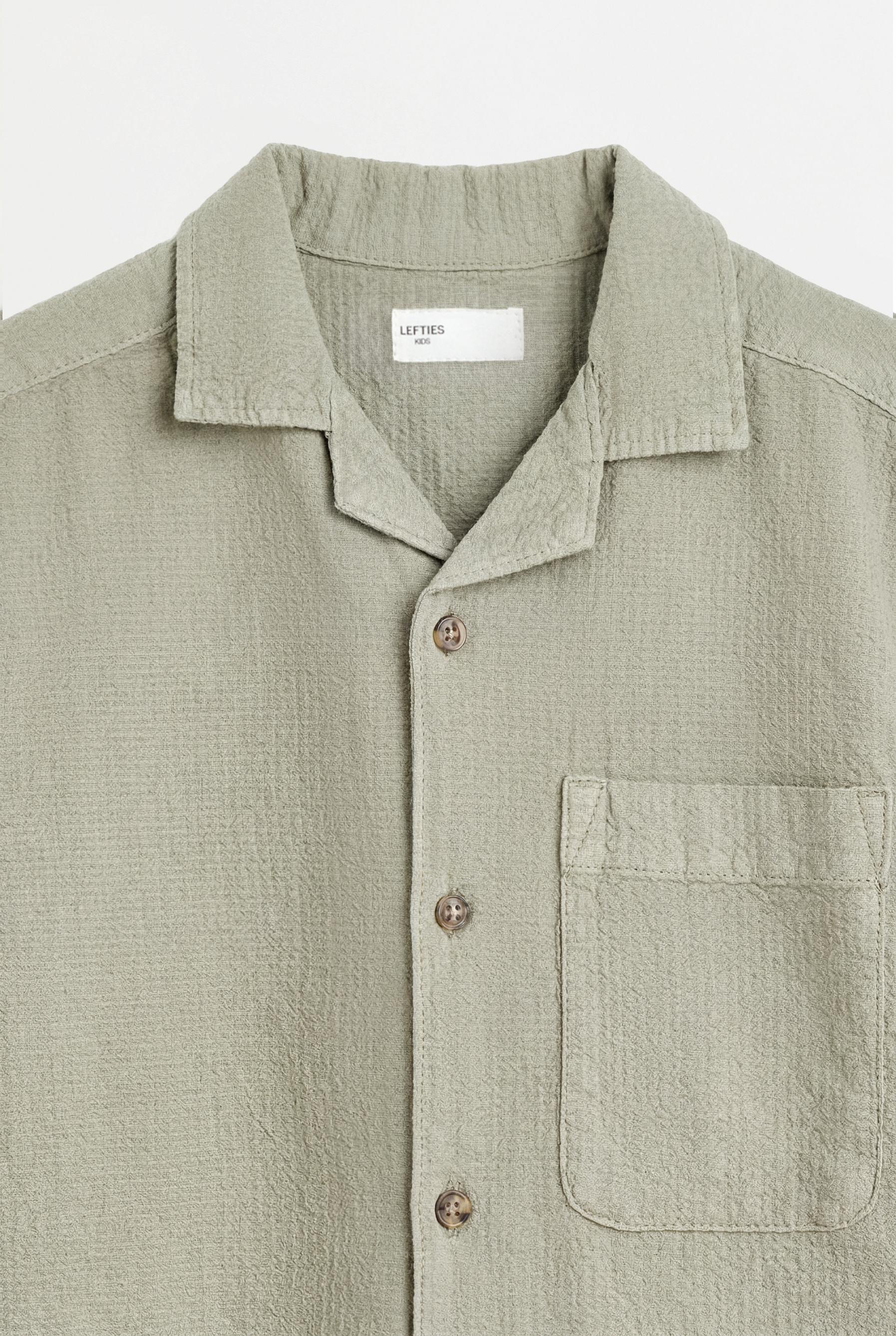 Textured resort shirt — MEDIUM KHAKI