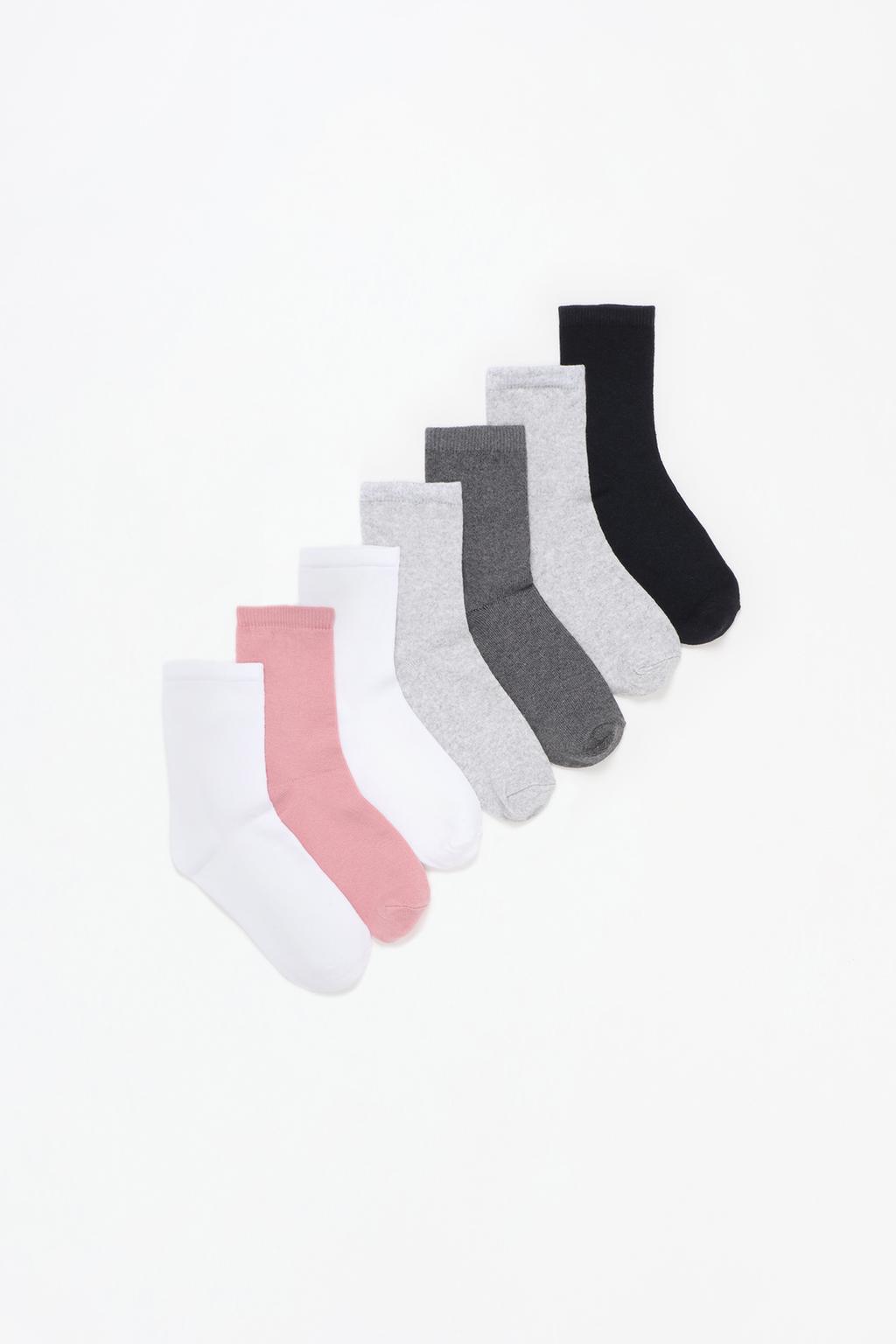 Pack of 7 pairs of basic coloured long socks