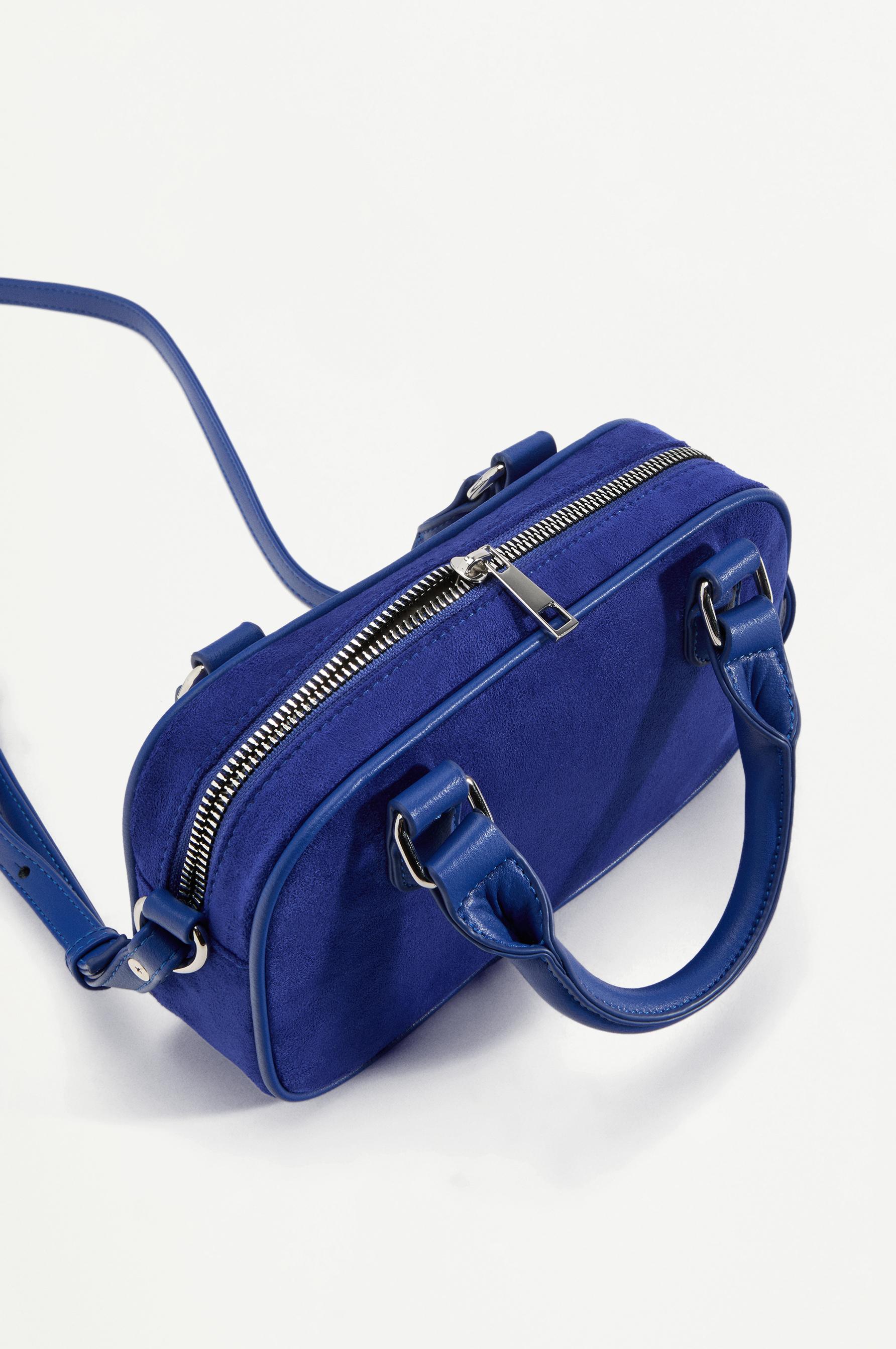 Faux suede mini bowling bag — BLUE
