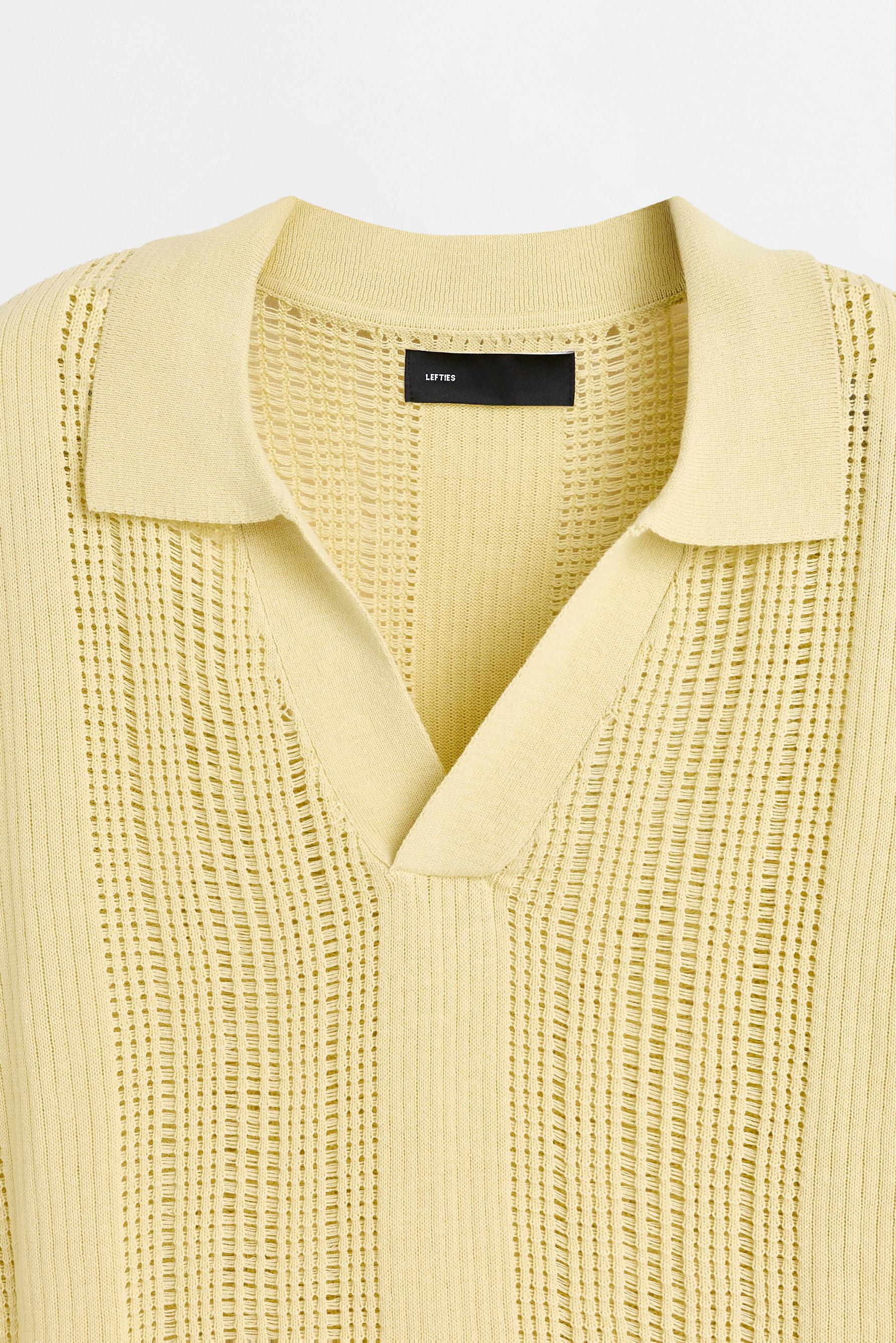 Cutwork knit polo — PALE YELLOW