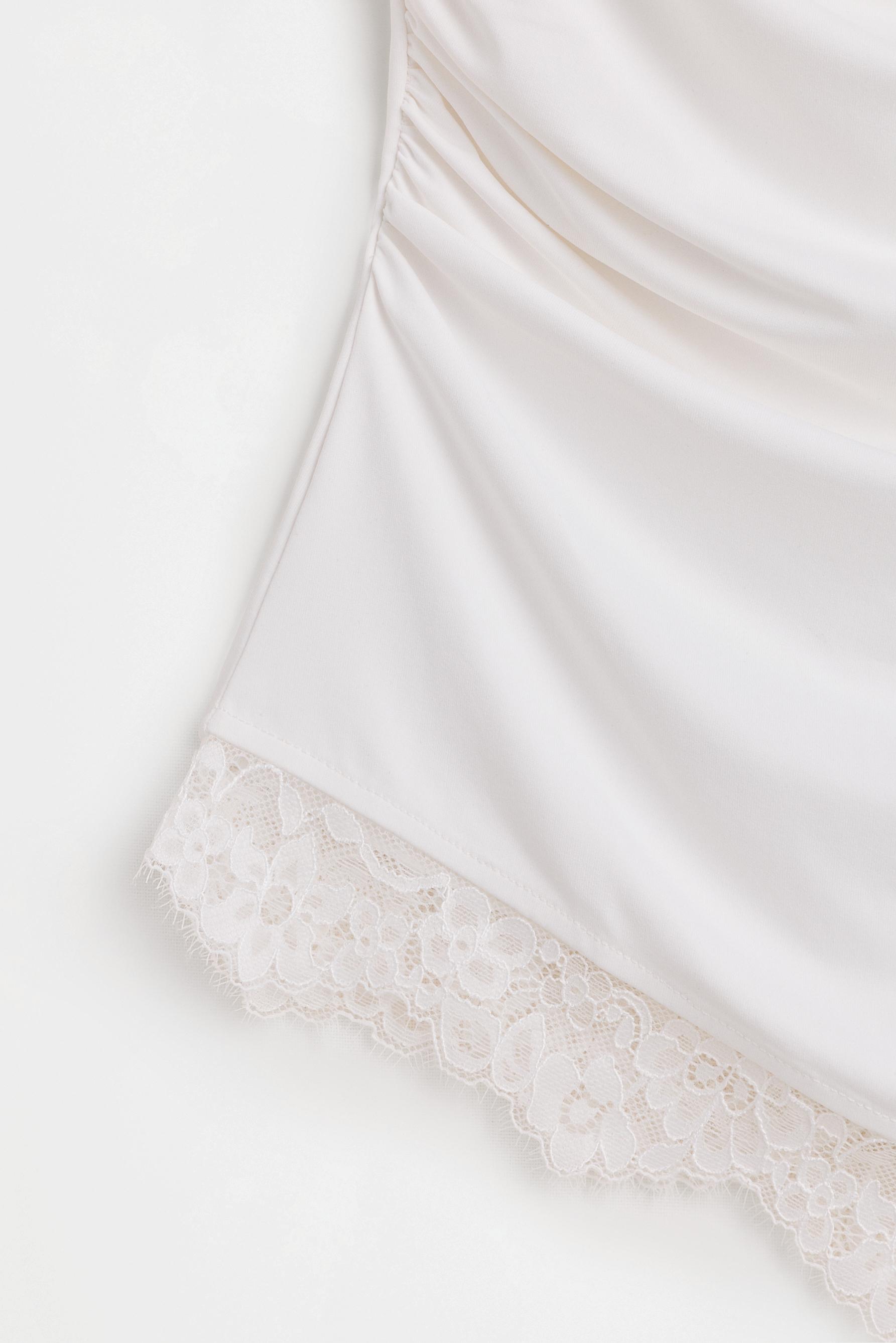 Asymmetric lace top — OFF WHITE