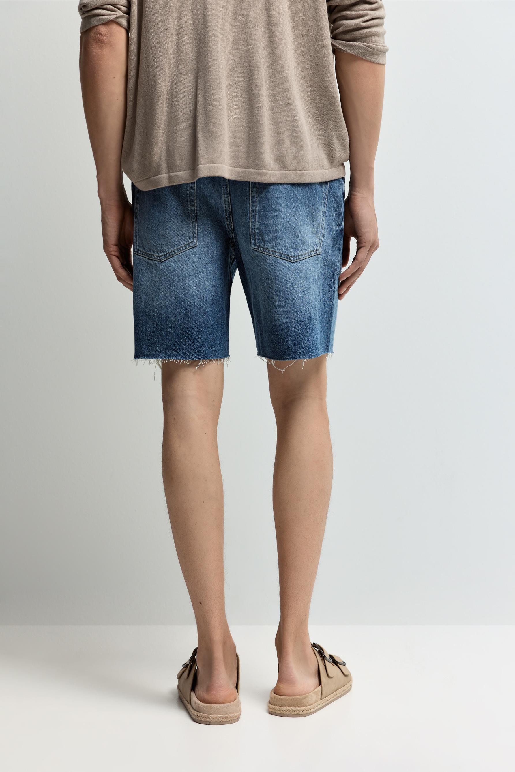 Ripped denim Bermuda shorts — BLUE