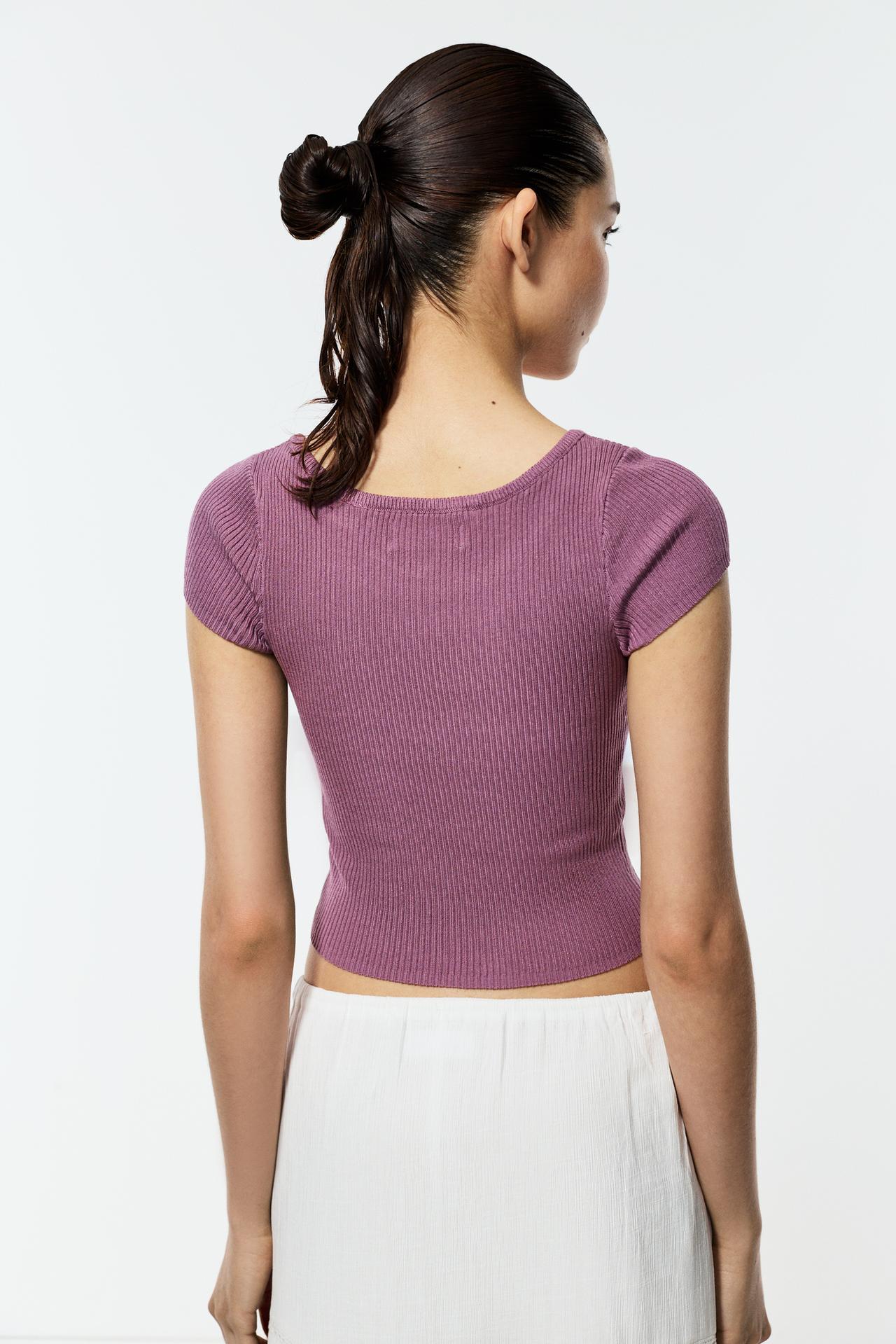 Rib knit top — MAUVE