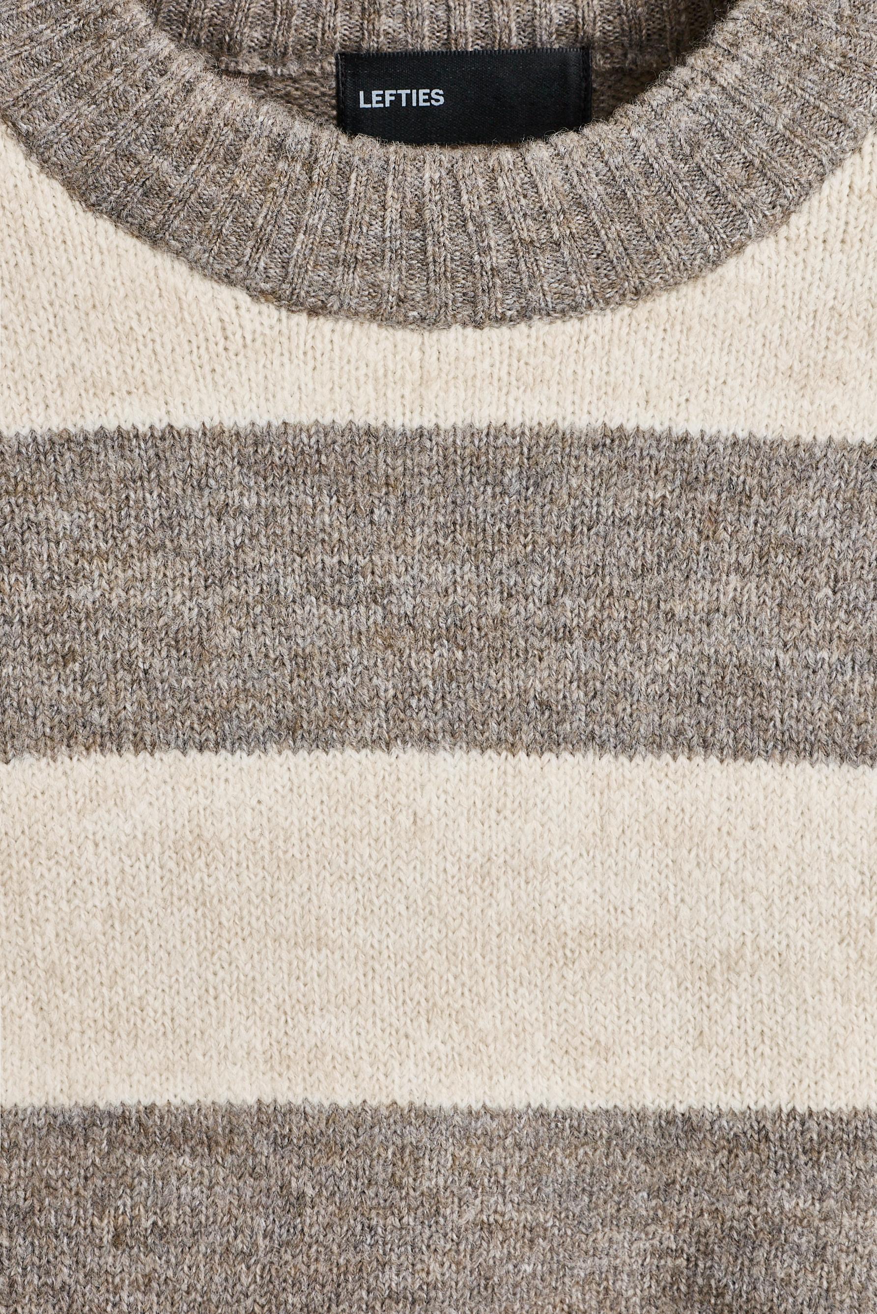 Striped fluffy sweater — GREY/BEIGE