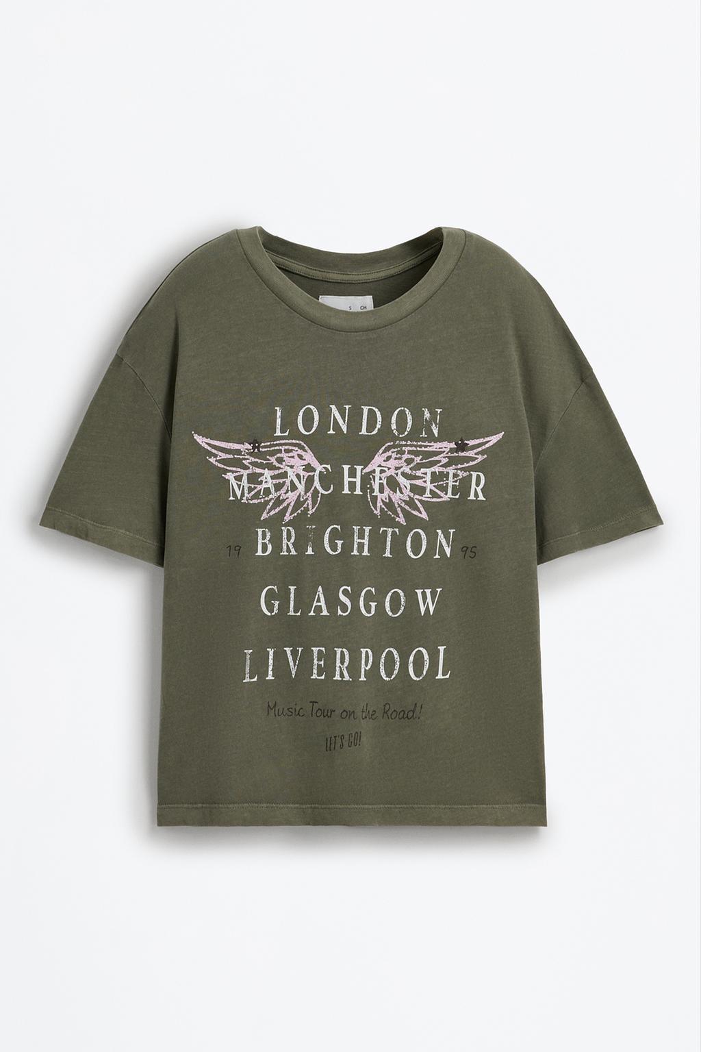 T-shirt cropped efeito lavado