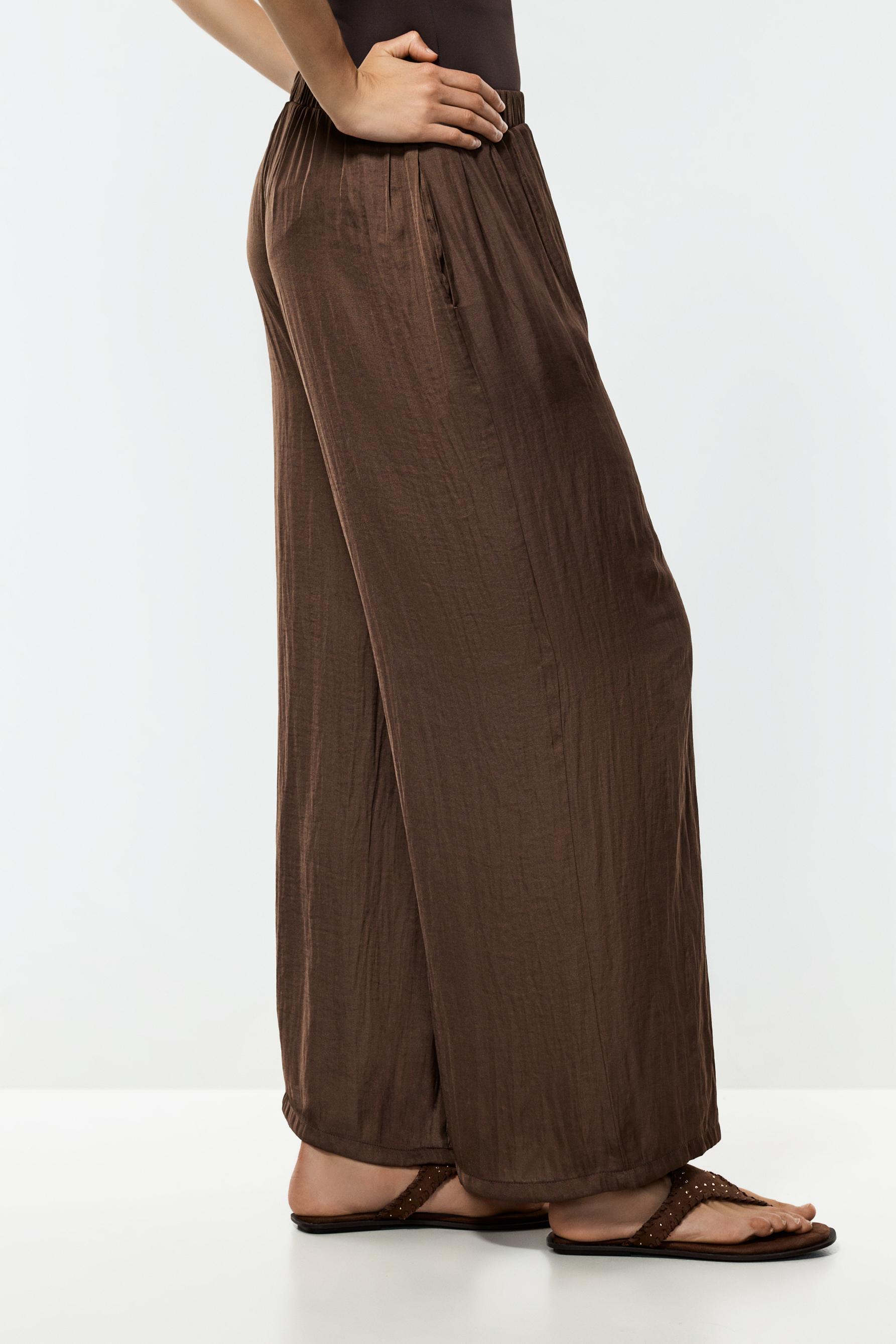 Satin palazzo trousers — BROWN