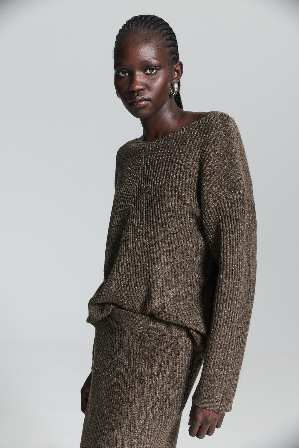 Shimmery tie sweater