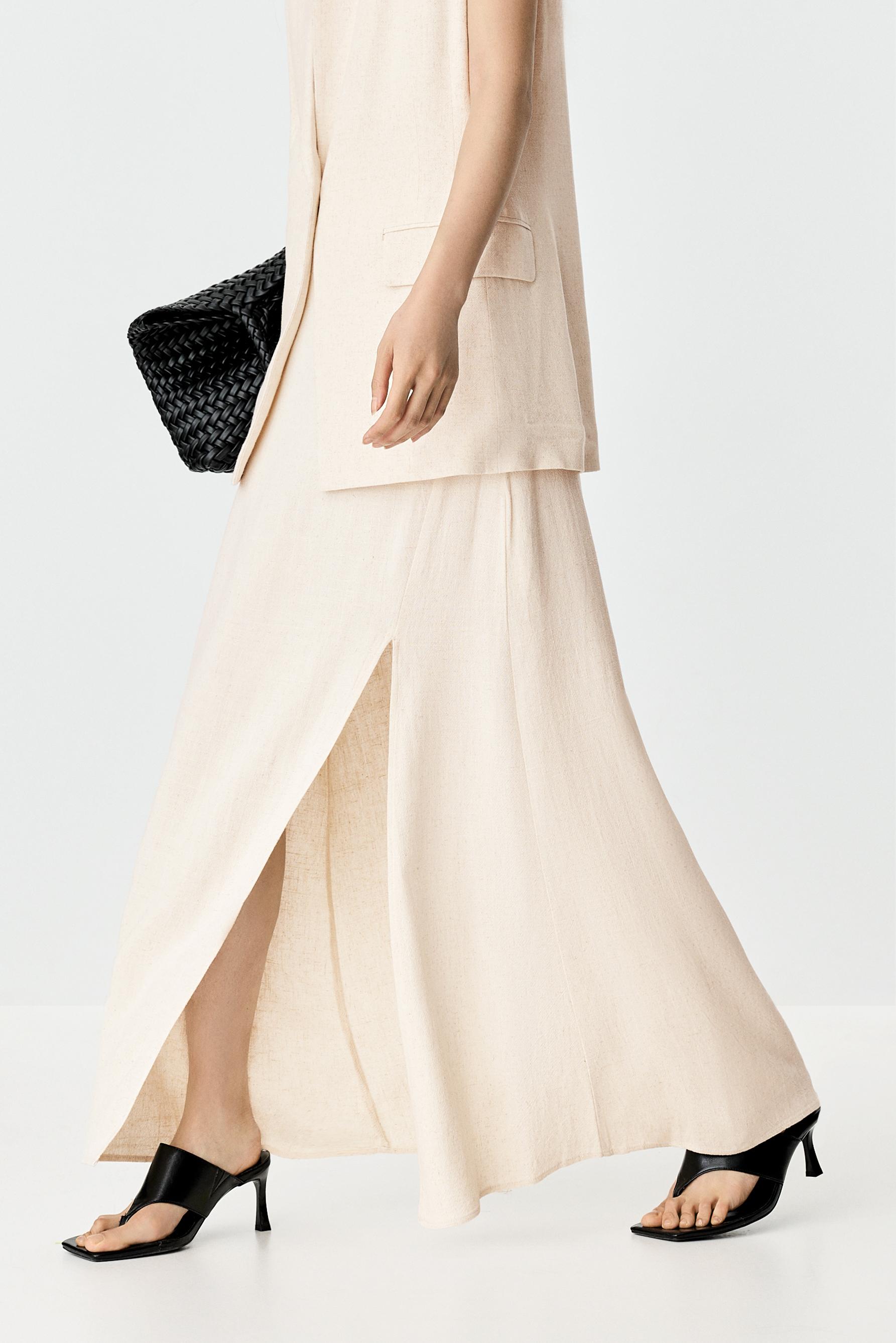 Rustic midi skirt — BEIGE